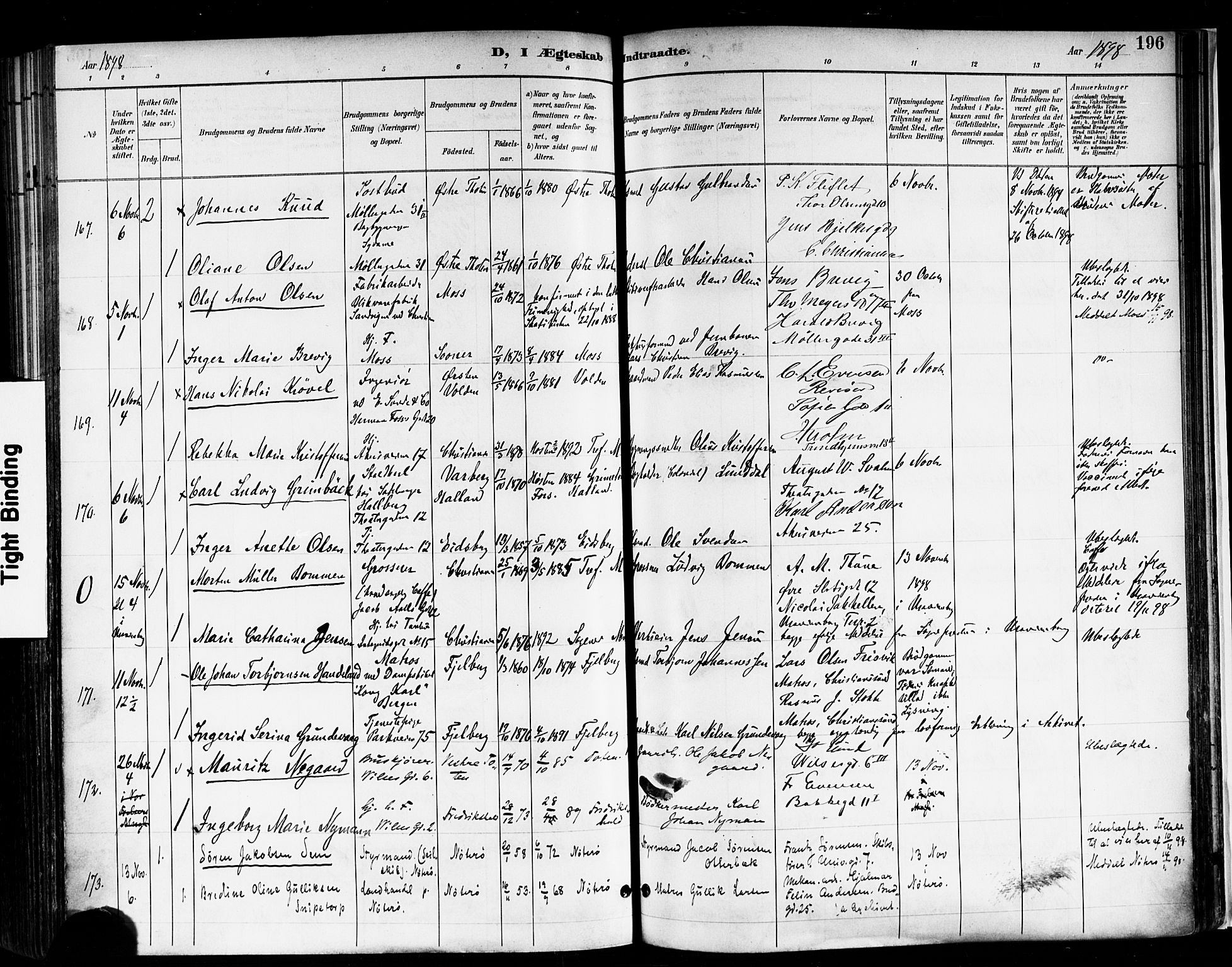 Trefoldighet prestekontor Kirkebøker, SAO/A-10882/F/Fc/L0004: Parish register (official) no. III 4, 1891-1900, p. 196