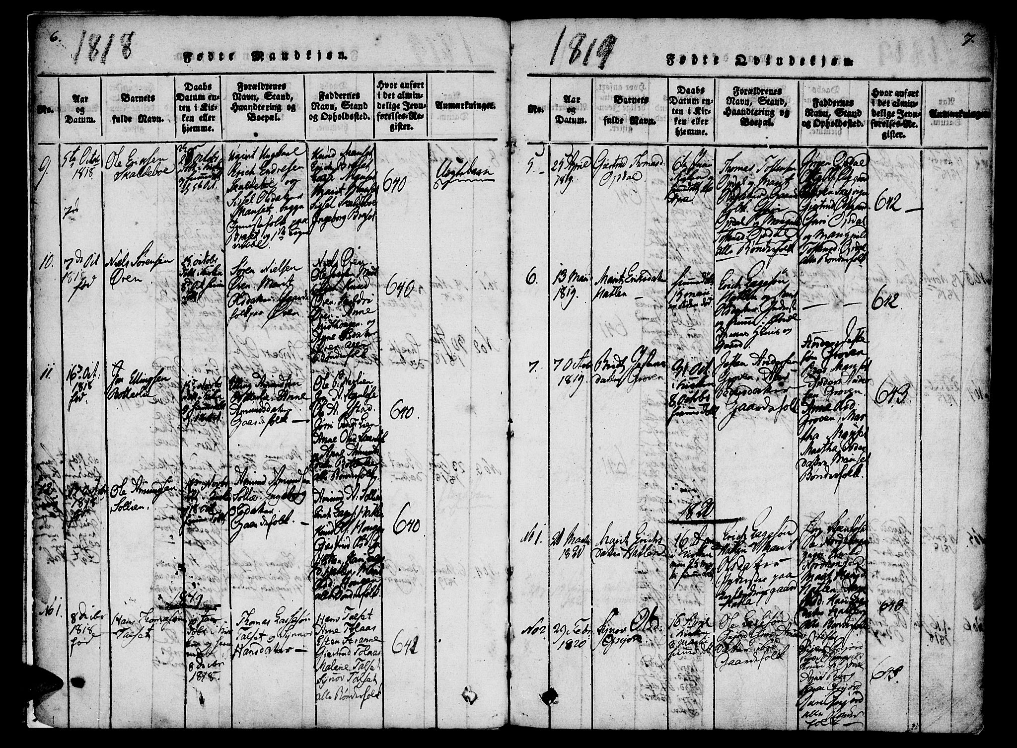Ministerialprotokoller, klokkerbøker og fødselsregistre - Møre og Romsdal, SAT/A-1454/557/L0679: Parish register (official) no. 557A01, 1818-1843, p. 6-7