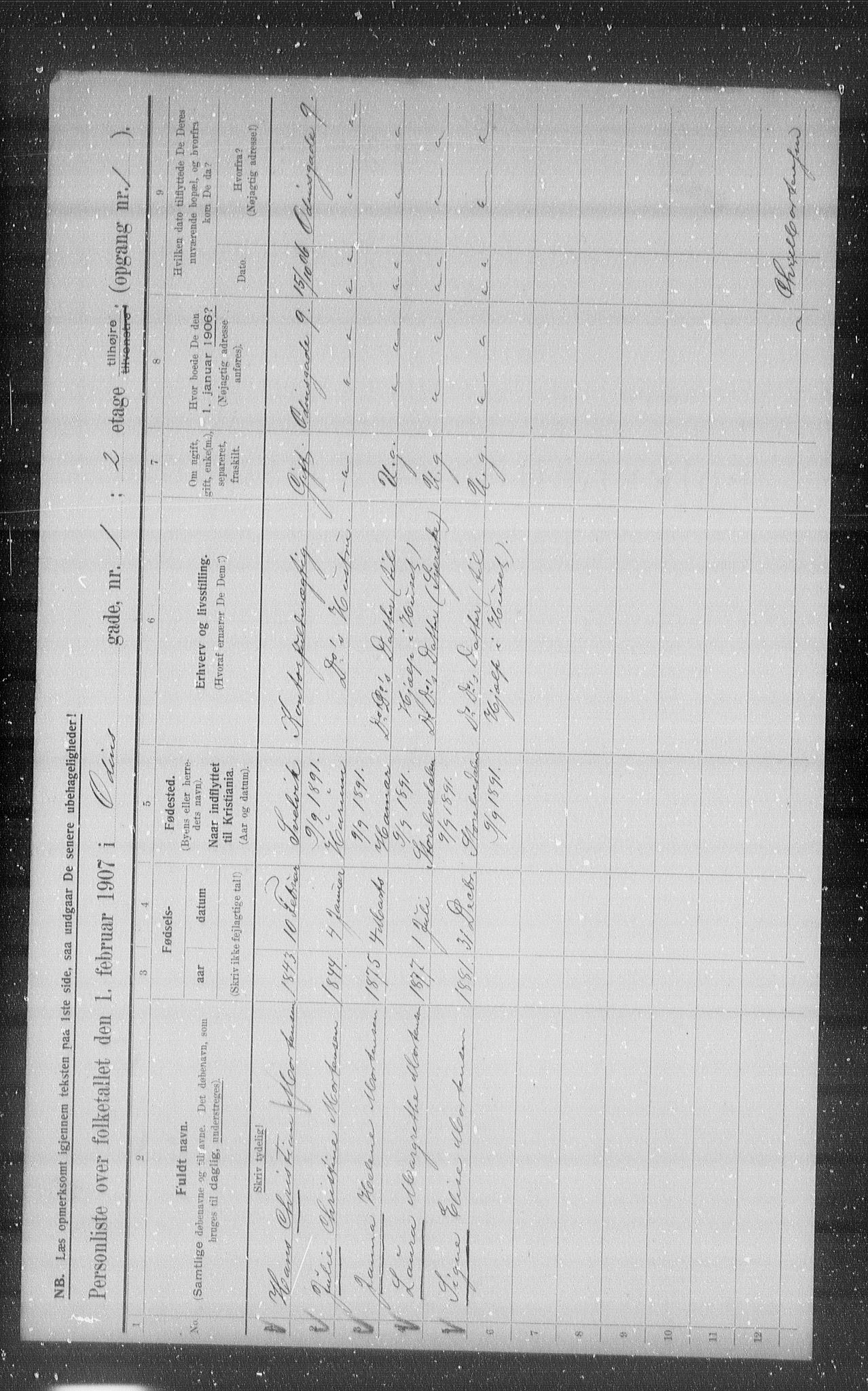 OBA, Municipal Census 1907 for Kristiania, 1907, p. 38208