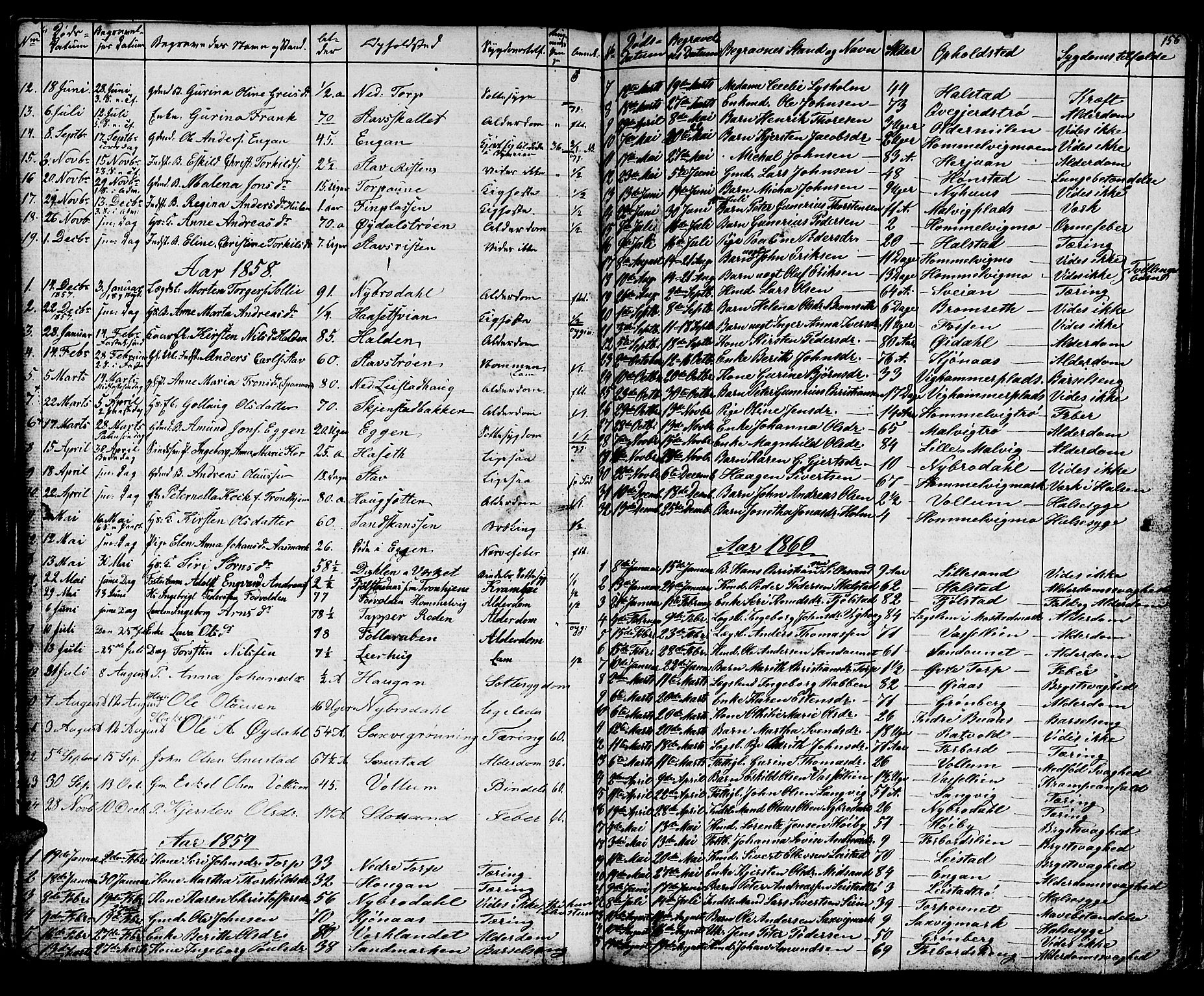 Ministerialprotokoller, klokkerbøker og fødselsregistre - Sør-Trøndelag, SAT/A-1456/616/L0422: Parish register (copy) no. 616C05, 1850-1888, p. 156
