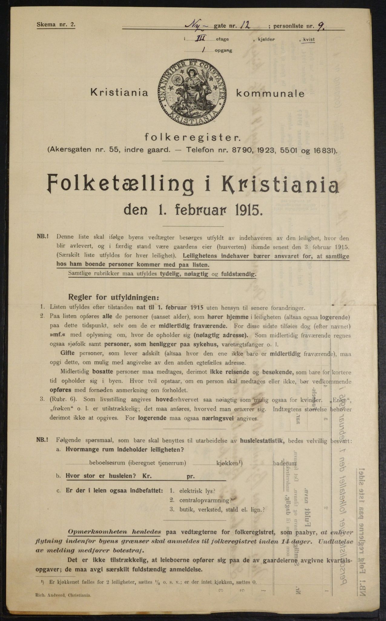 OBA, Municipal Census 1915 for Kristiania, 1915, p. 73393