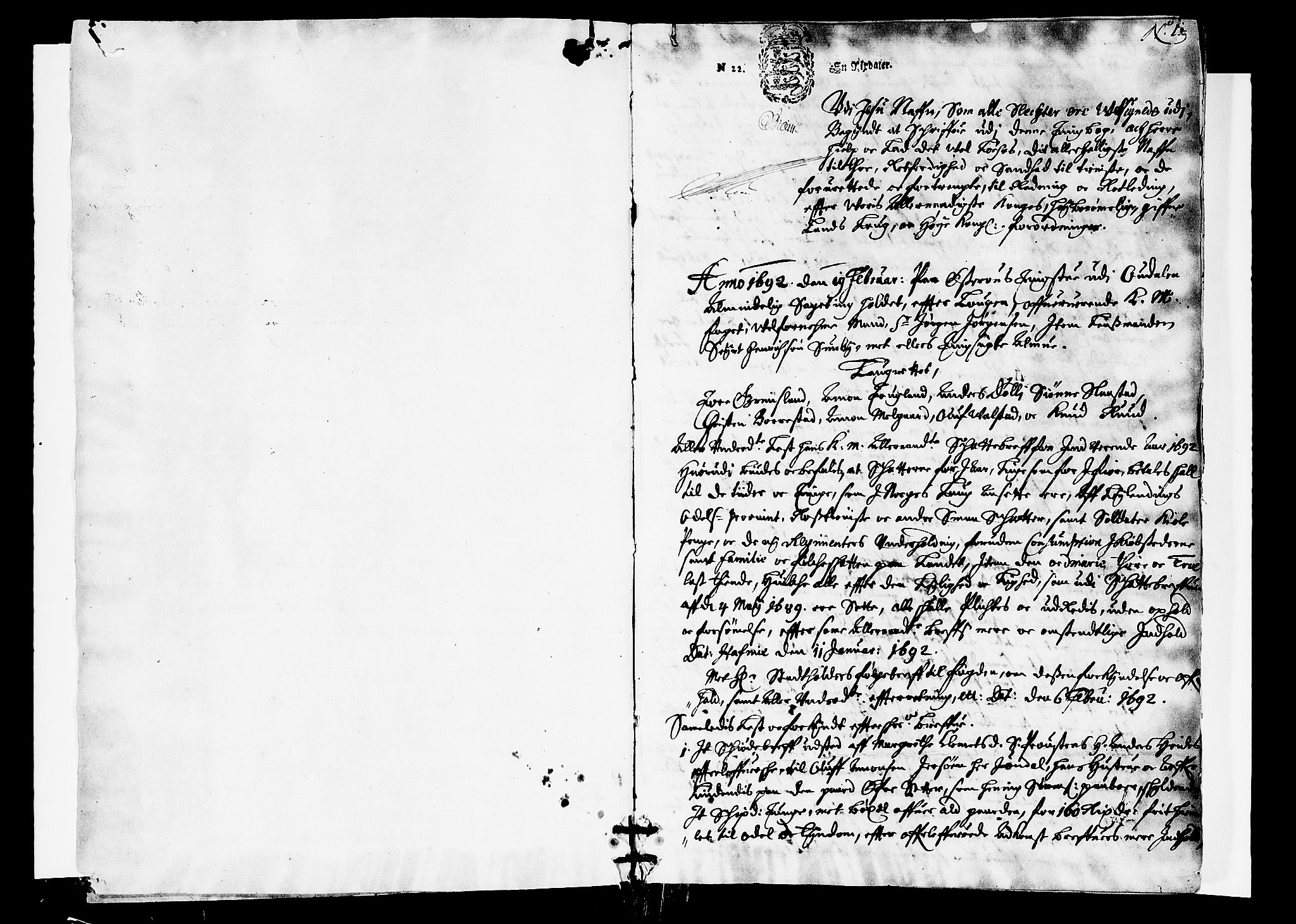Øvre Romerike sorenskriveri, SAO/A-10649/F/Fb/L0031: Tingbok 31, 1692, p. 0b-1a