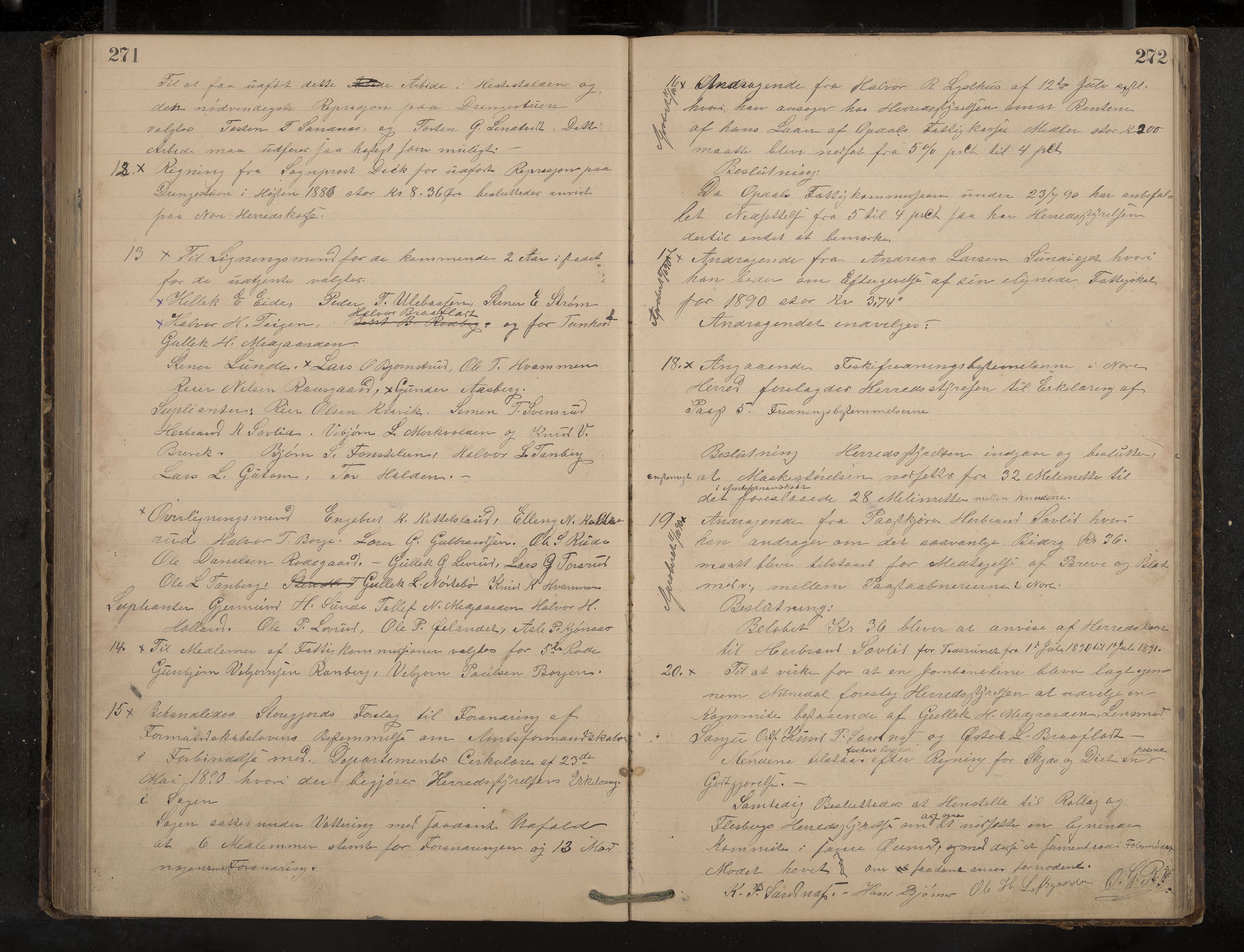 Nore og Uvdal formannskap, IKAK/0633021-1/A/L0002: Møtebok, 1883-1893, p. 271-272