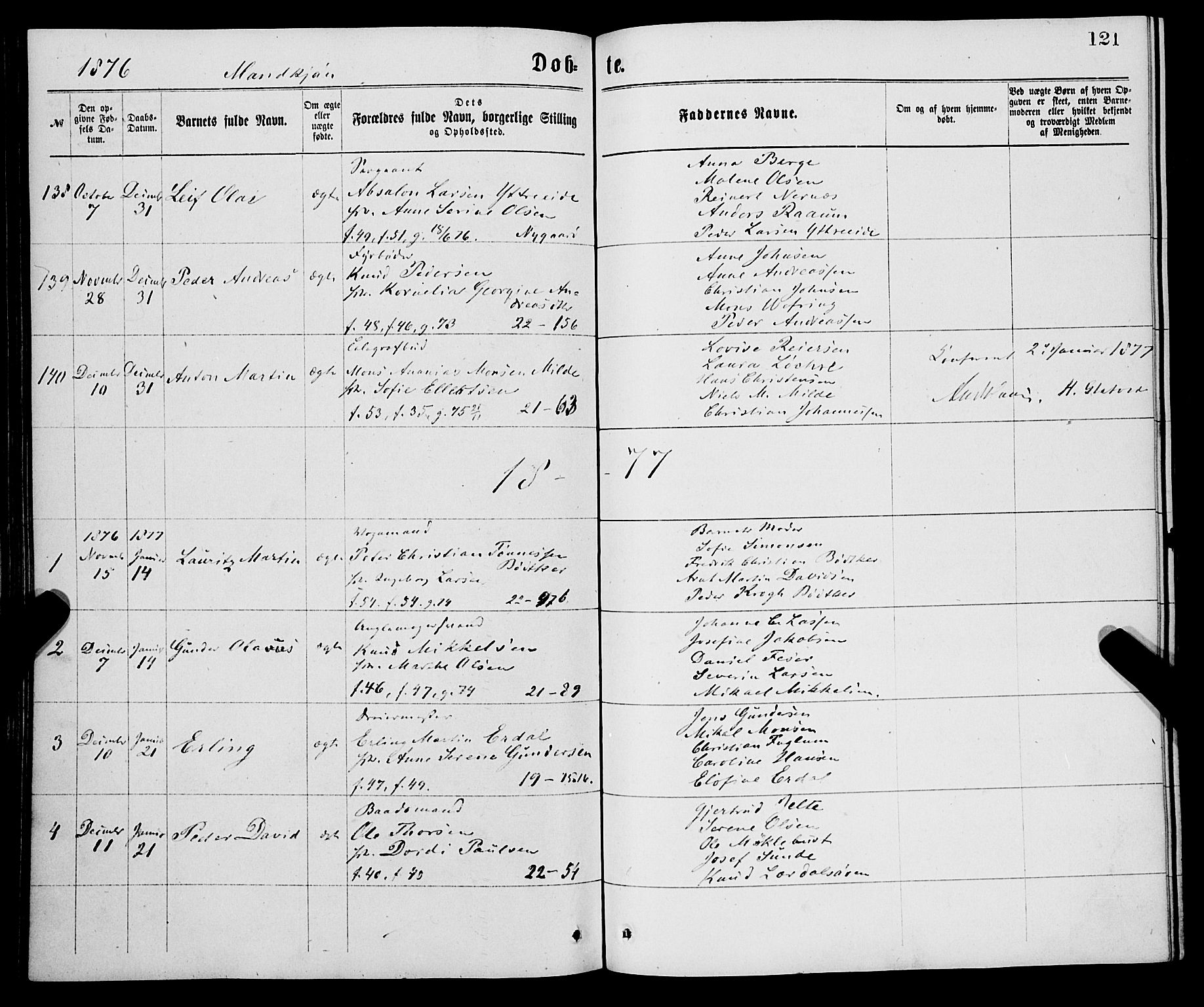 Korskirken sokneprestembete, SAB/A-76101/H/Haa/L0020: Parish register (official) no. B 6, 1871-1878, p. 121