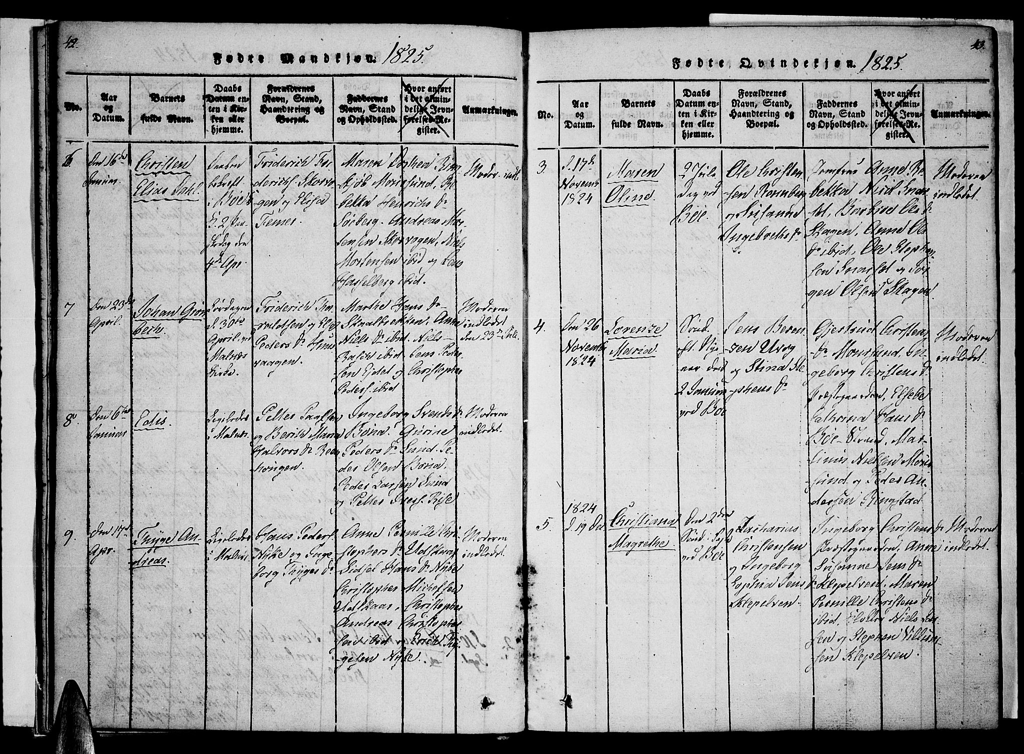 Ministerialprotokoller, klokkerbøker og fødselsregistre - Nordland, SAT/A-1459/891/L1298: Parish register (official) no. 891A03, 1820-1840, p. 42-43