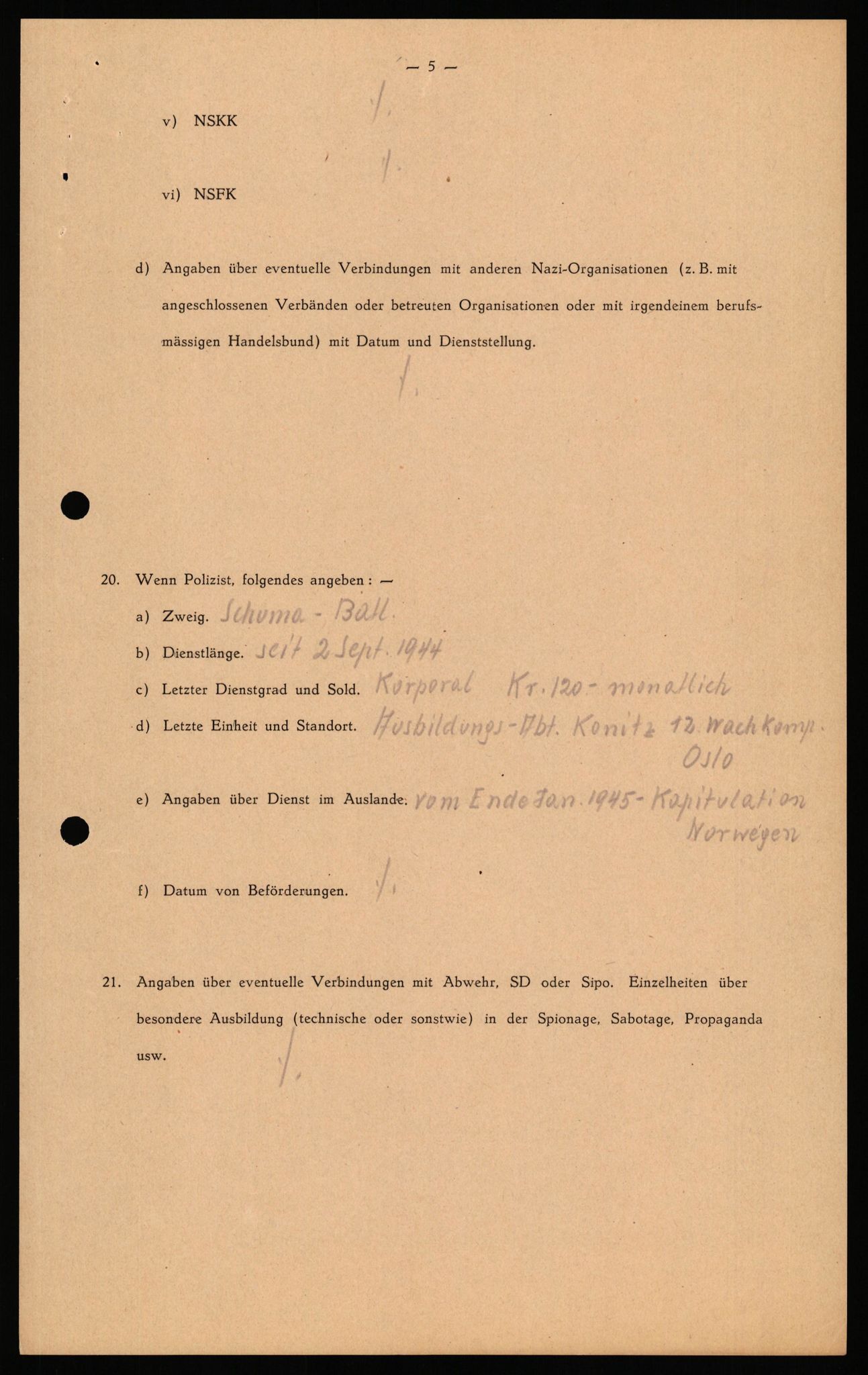 Forsvaret, Forsvarets overkommando II, RA/RAFA-3915/D/Db/L0041: CI Questionaires.  Diverse nasjonaliteter., 1945-1946, p. 40