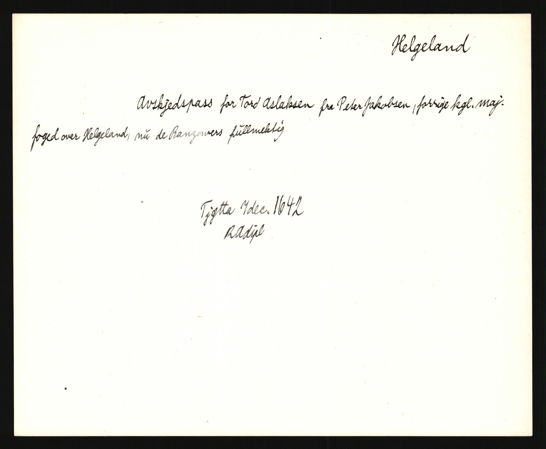 Riksarkivets diplomsamling, AV/RA-EA-5965/F35/F35e/L0034: Registreringssedler Nordland, Troms og ikke stedfestede ("uplasserte") sedler, 1400-1700, p. 19