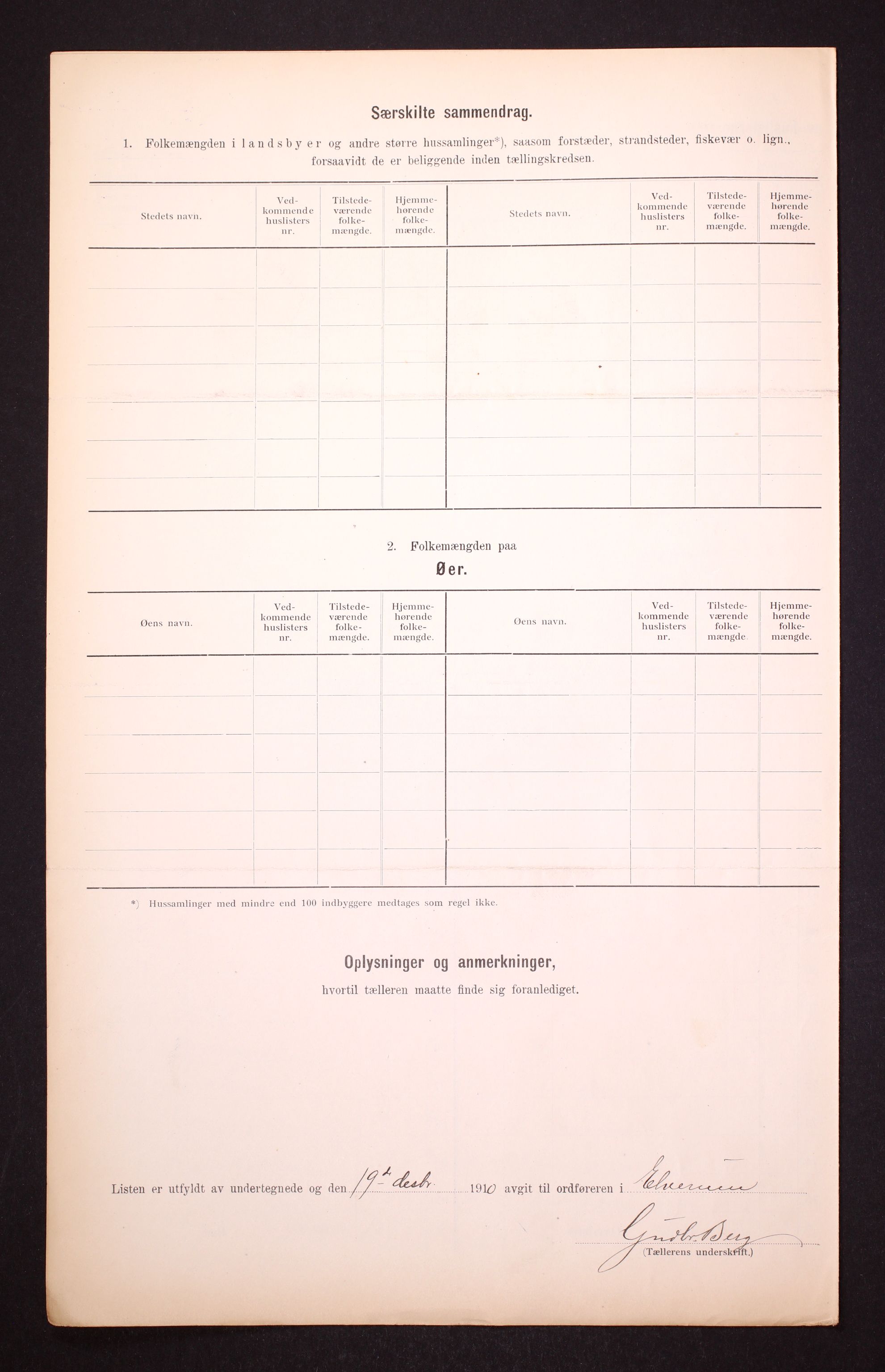 RA, 1910 census for Elverum, 1910, p. 7