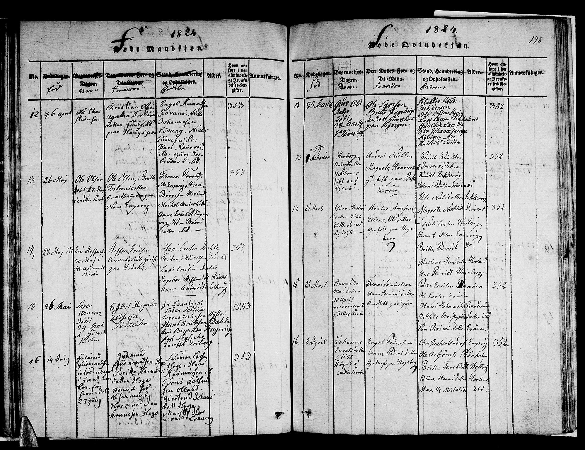 Stord sokneprestembete, AV/SAB-A-78201/H/Haa: Parish register (official) no. A 5, 1816-1825, p. 148