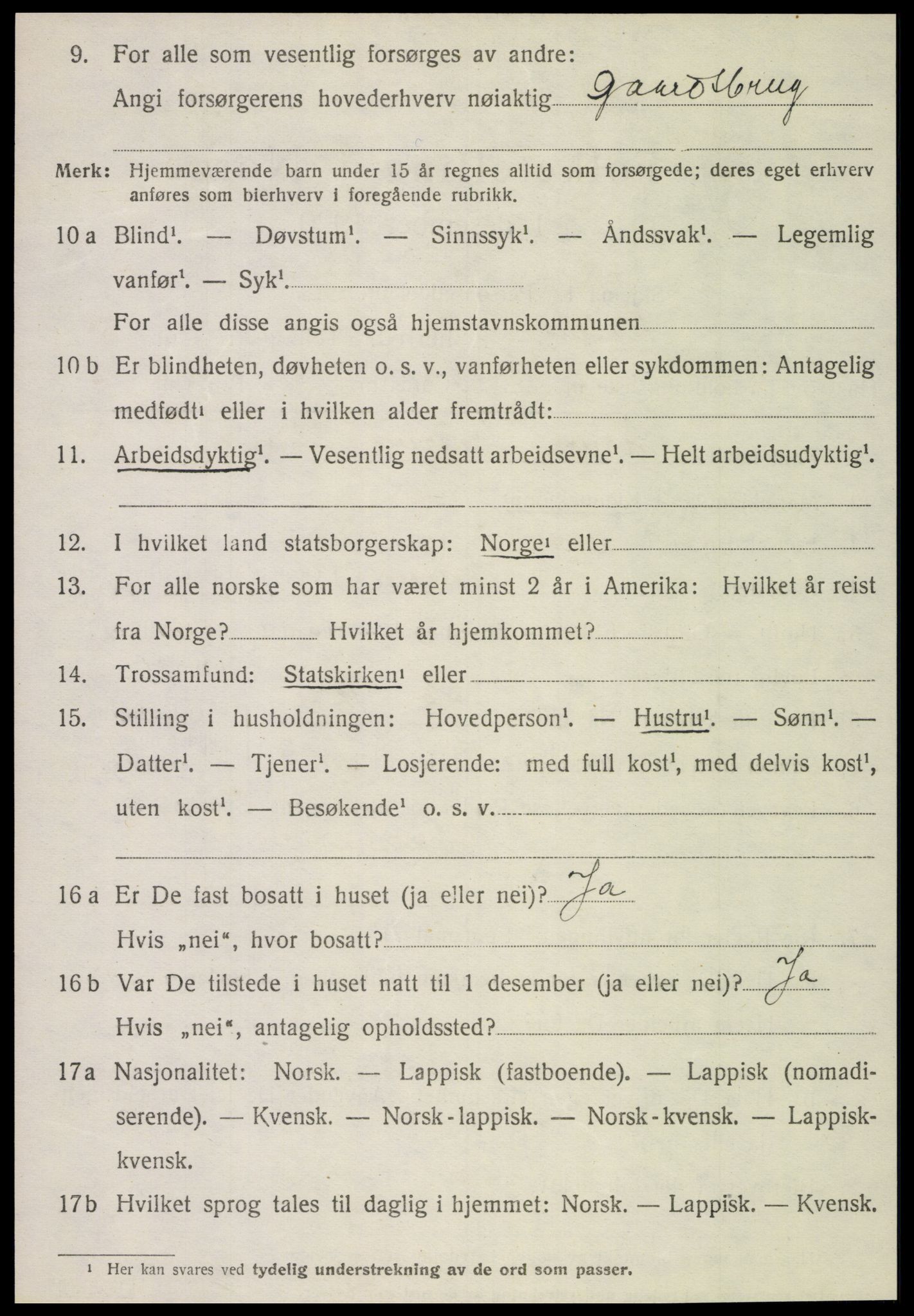 SAT, 1920 census for Flatanger, 1920, p. 2017