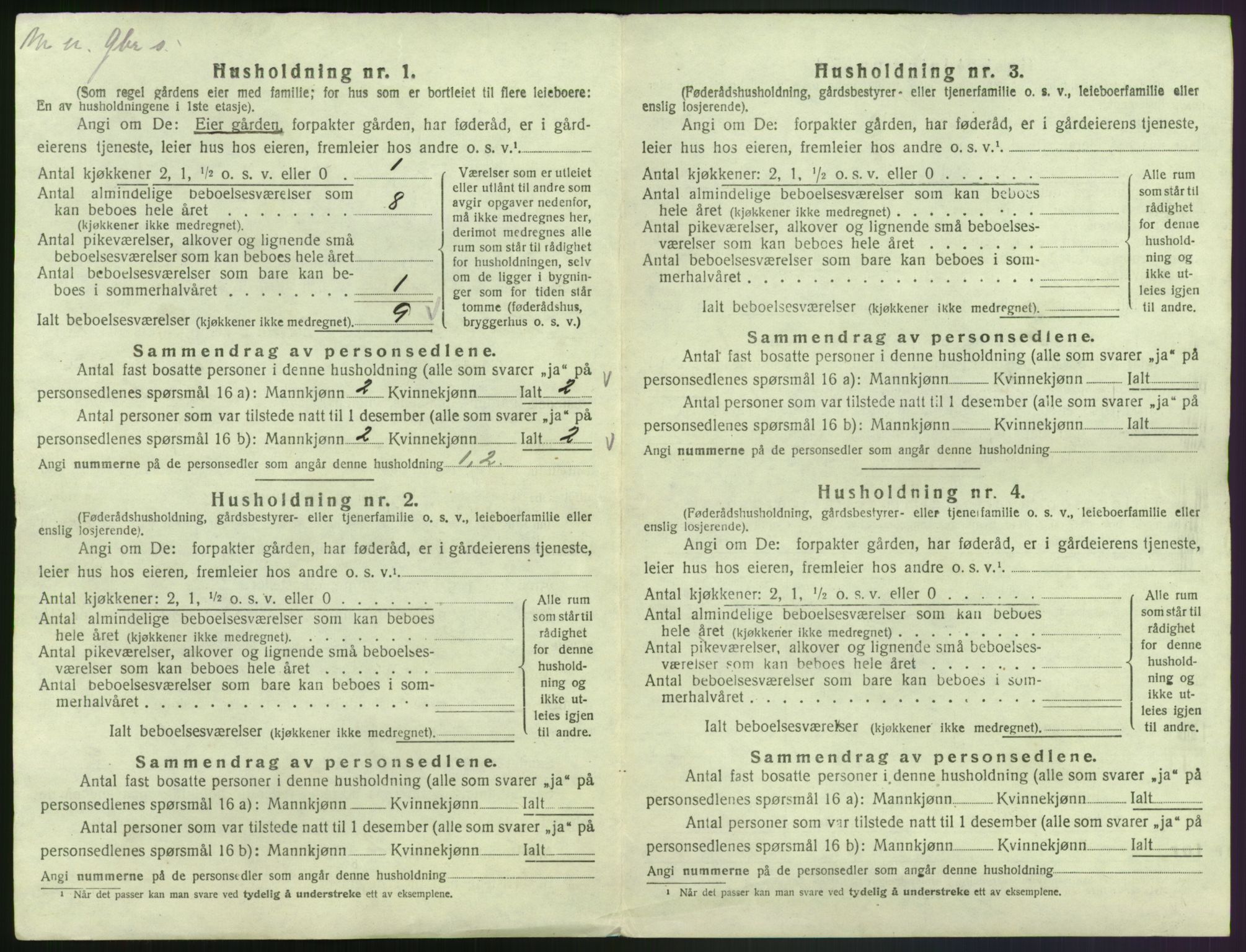 SAK, 1920 census for Laudal, 1920, p. 27