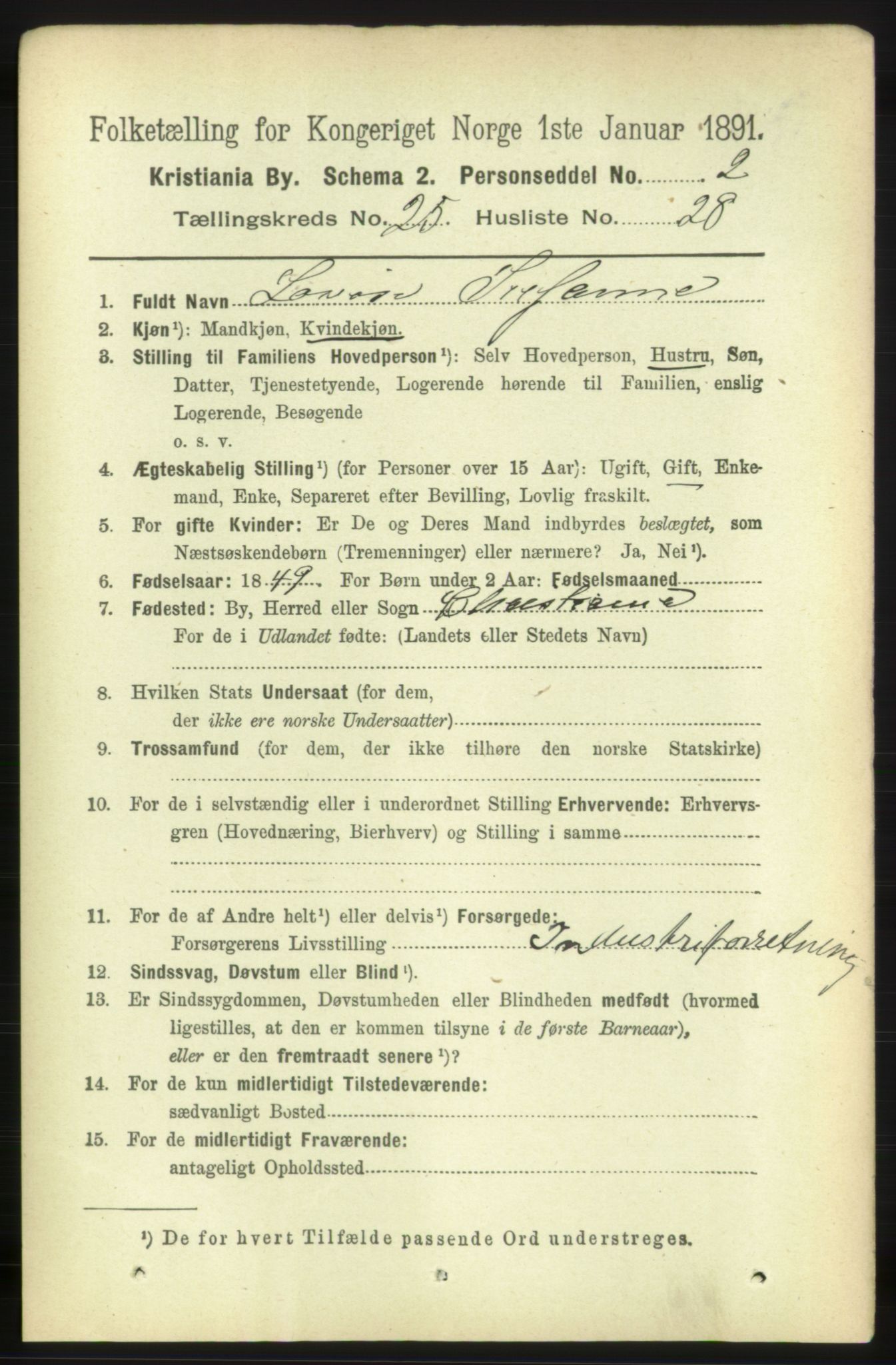 RA, 1891 census for 0301 Kristiania, 1891, p. 12756