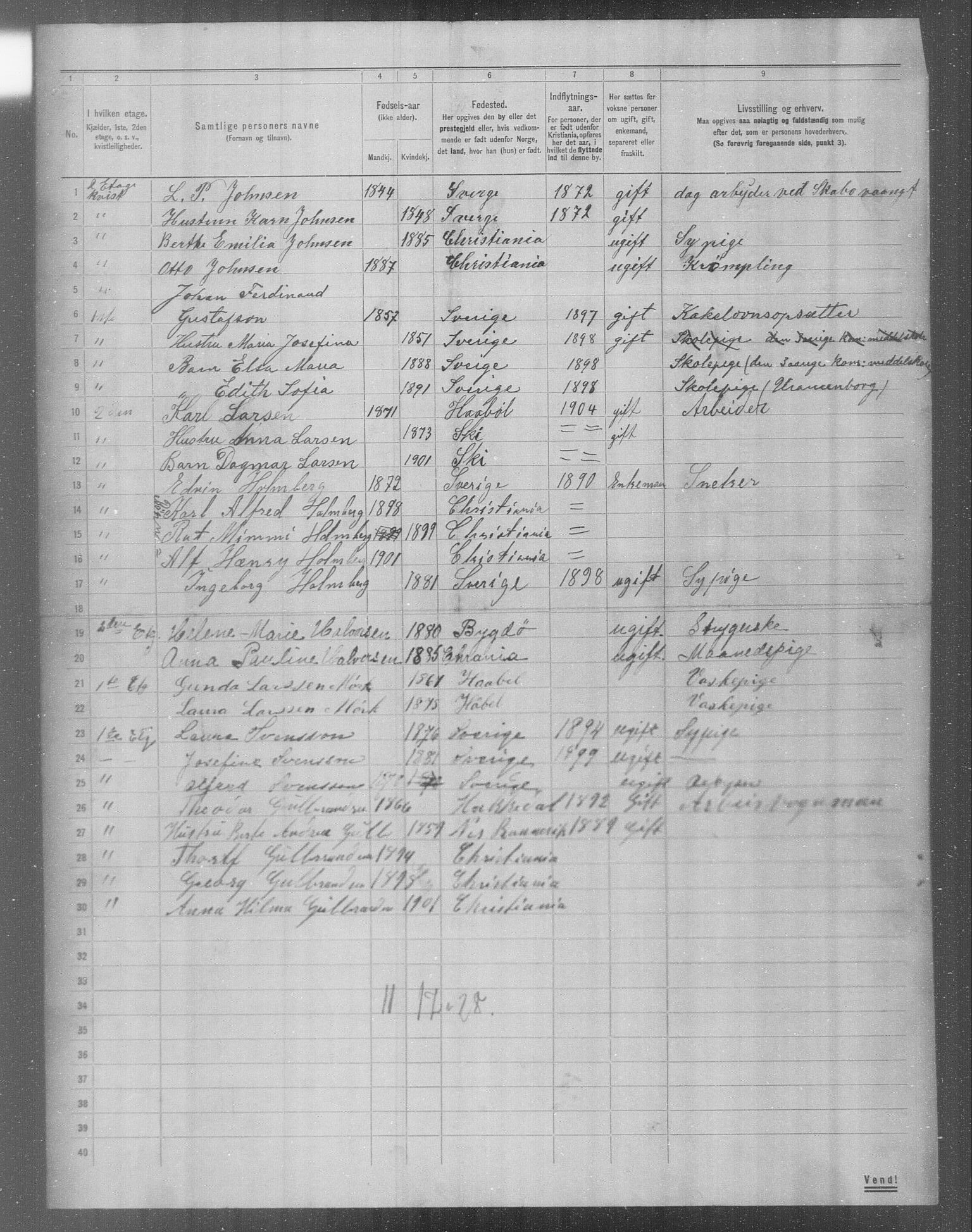 OBA, Municipal Census 1904 for Kristiania, 1904, p. 17325