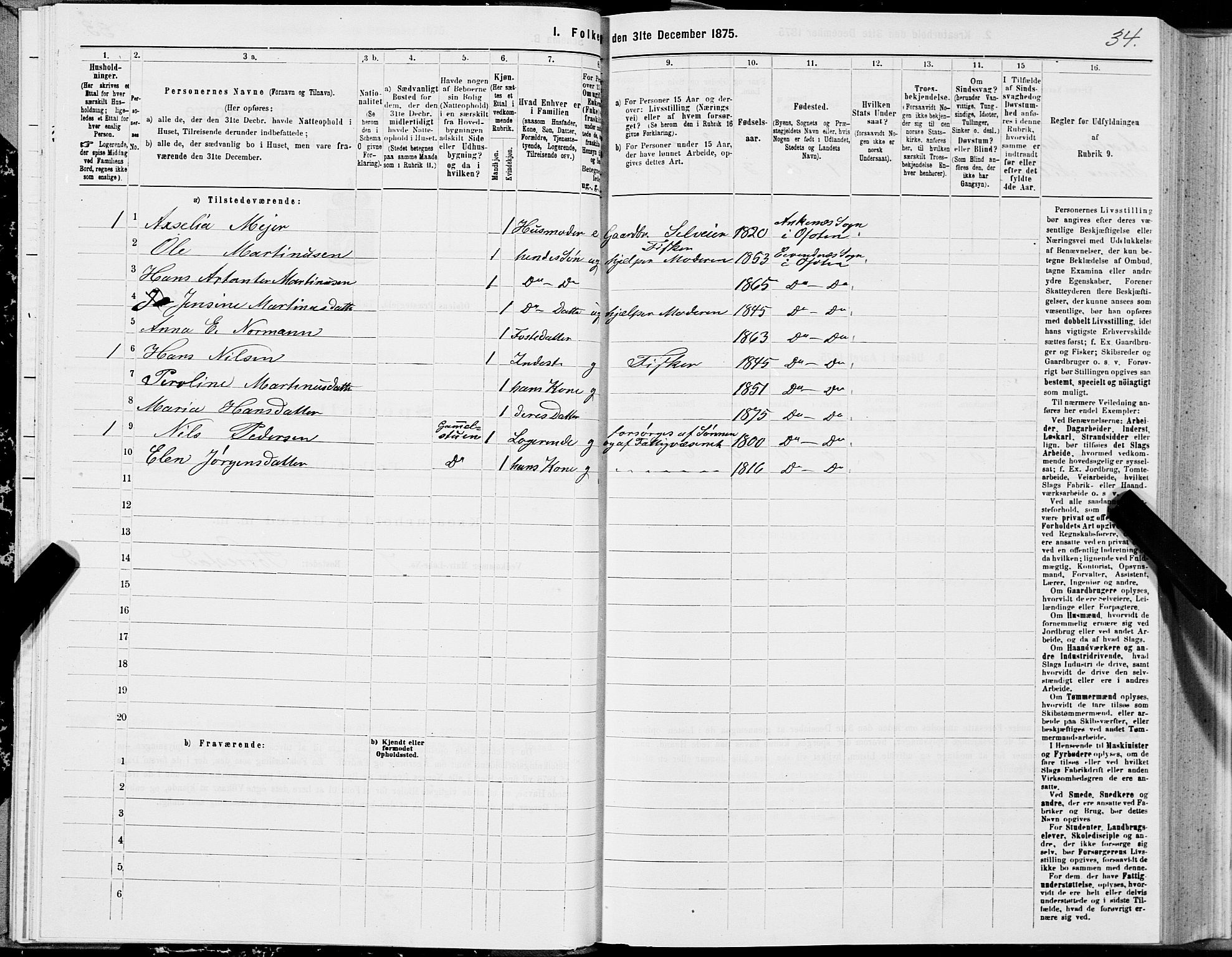 SAT, 1875 census for 1853P Ofoten, 1875, p. 1034