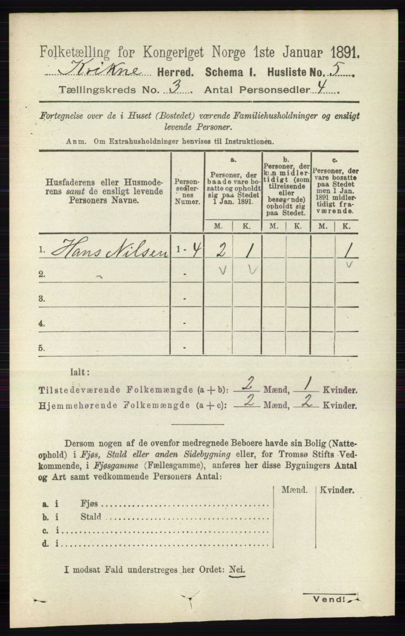 RA, 1891 census for 0440 Kvikne, 1891, p. 648