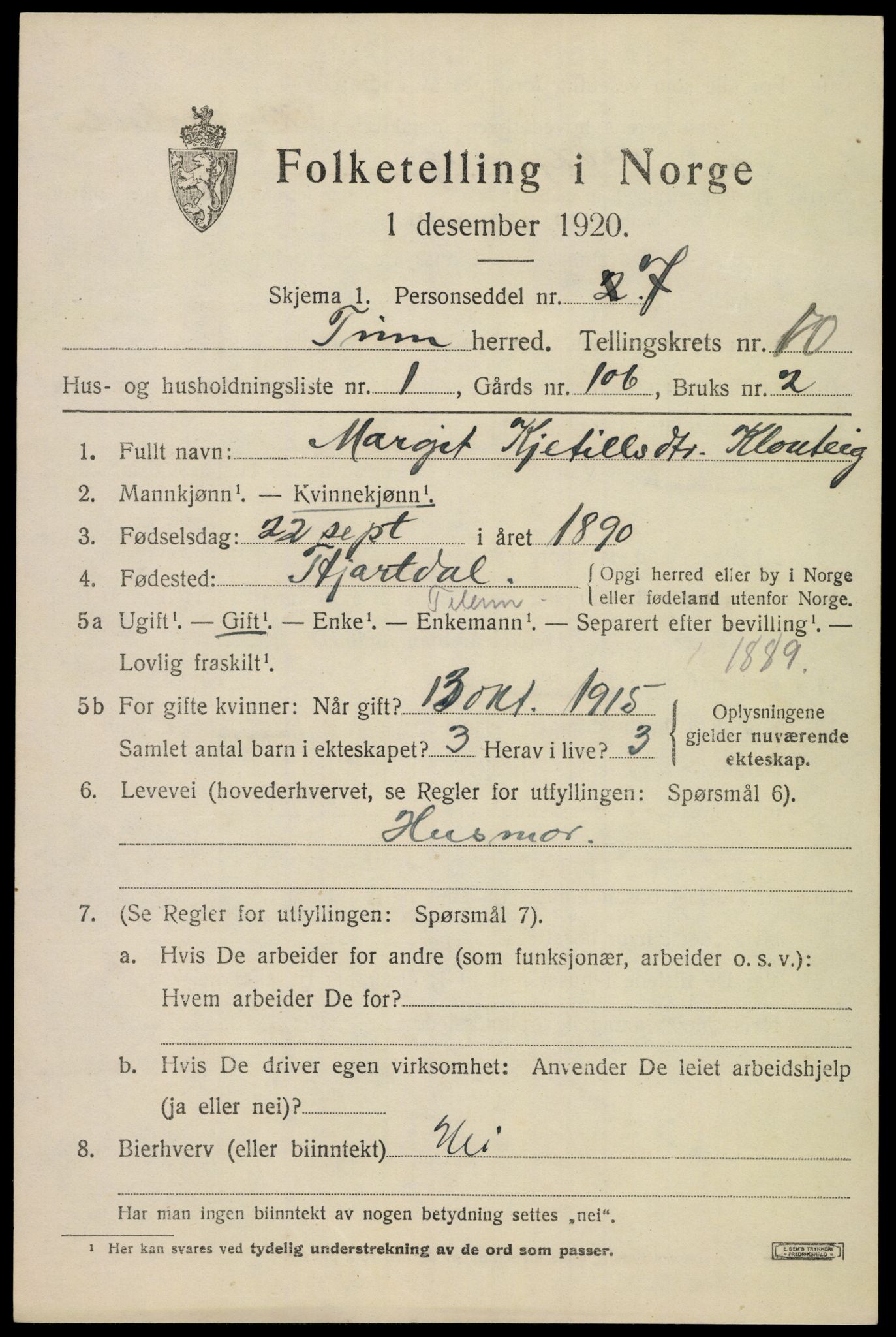 SAKO, 1920 census for Tinn, 1920, p. 6356