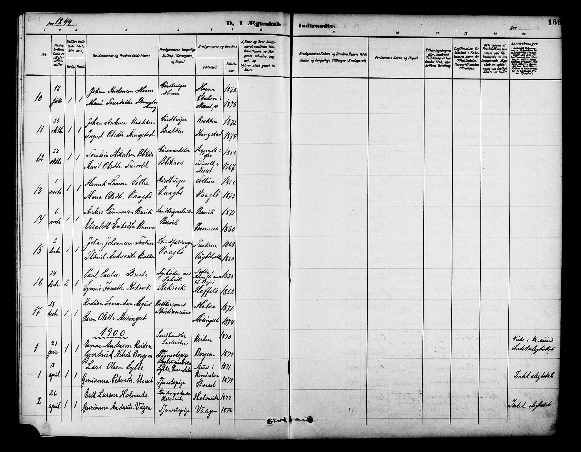 Ministerialprotokoller, klokkerbøker og fødselsregistre - Møre og Romsdal, AV/SAT-A-1454/586/L0992: Parish register (copy) no. 586C03, 1892-1909, p. 166