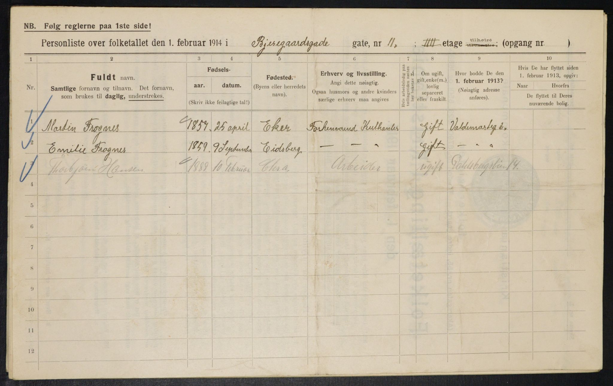 OBA, Municipal Census 1914 for Kristiania, 1914, p. 5675