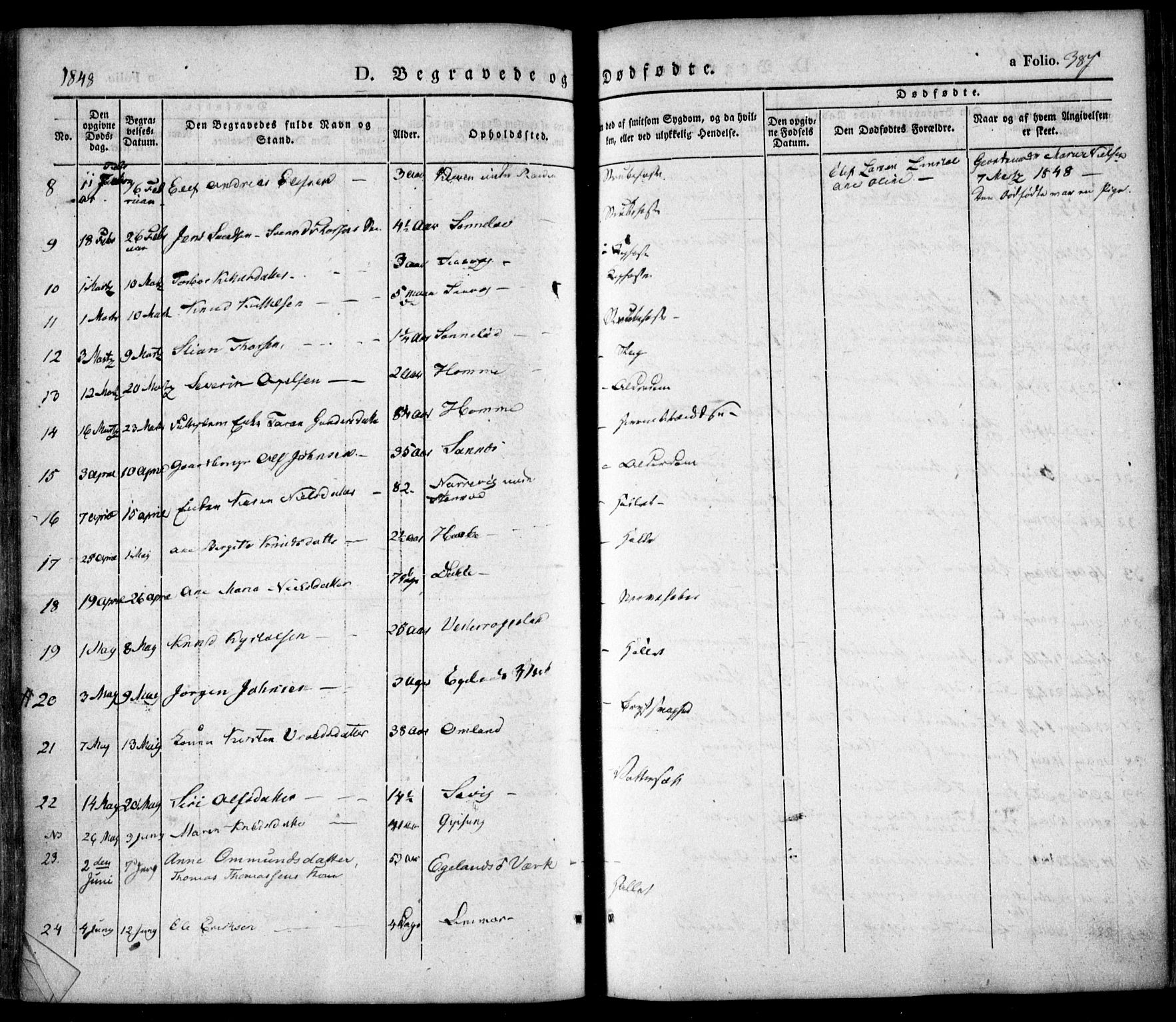 Søndeled sokneprestkontor, AV/SAK-1111-0038/F/Fa/L0002: Parish register (official) no. A 2, 1839-1860, p. 387