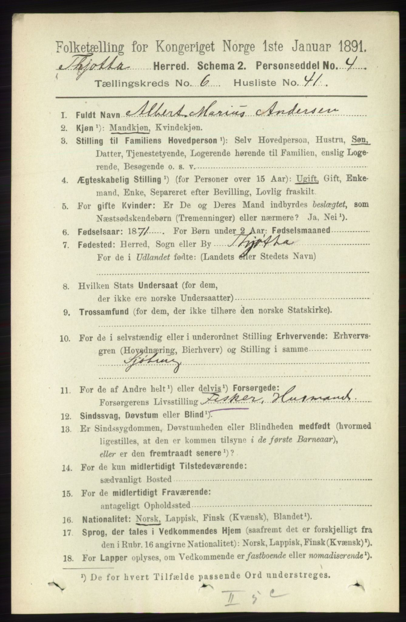 RA, 1891 census for 1817 Tjøtta, 1891, p. 3204