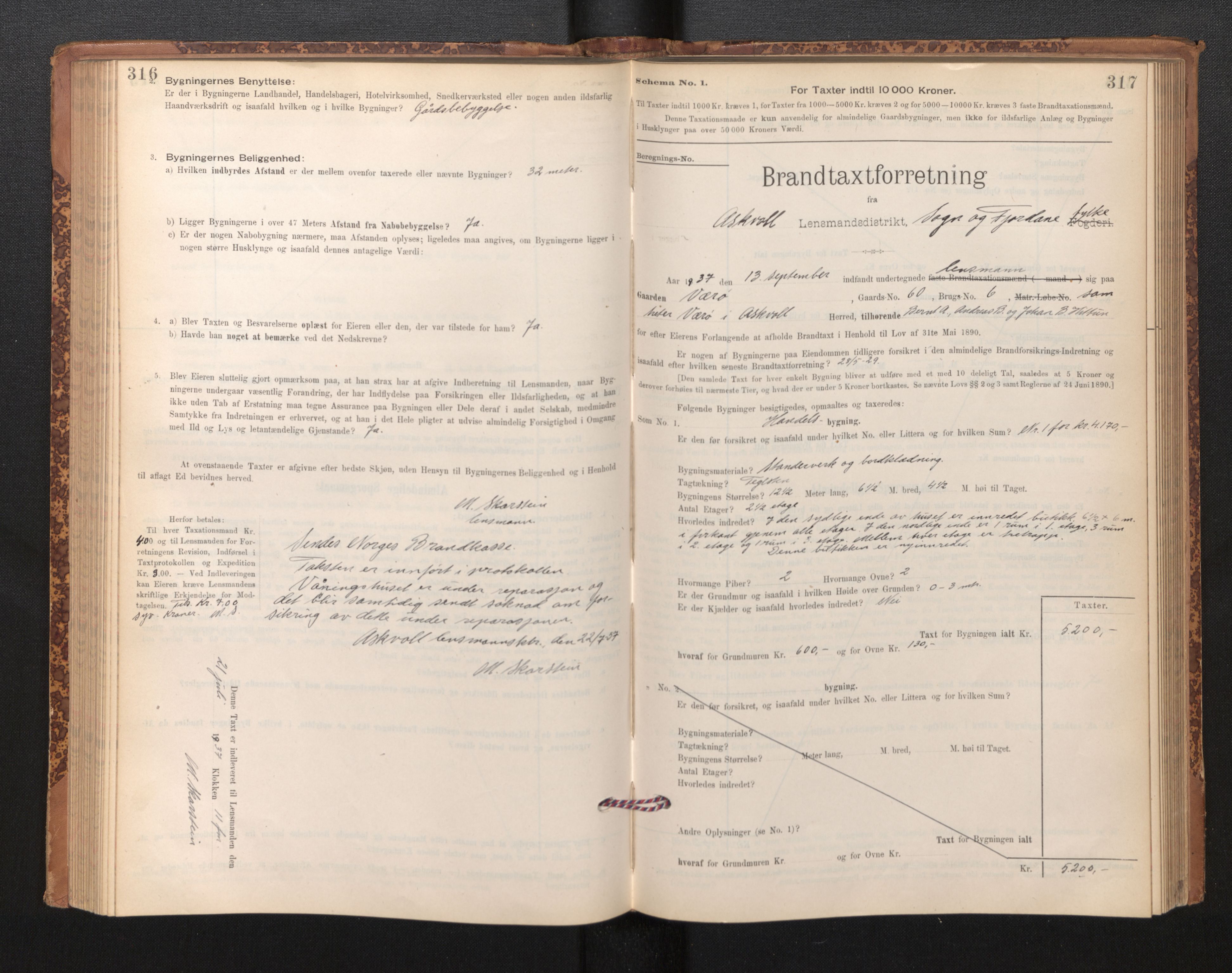 Lensmannen i Askvoll, AV/SAB-A-26301/0012/L0004: Branntakstprotokoll, skjematakst og liste over branntakstmenn, 1895-1932, p. 316-317