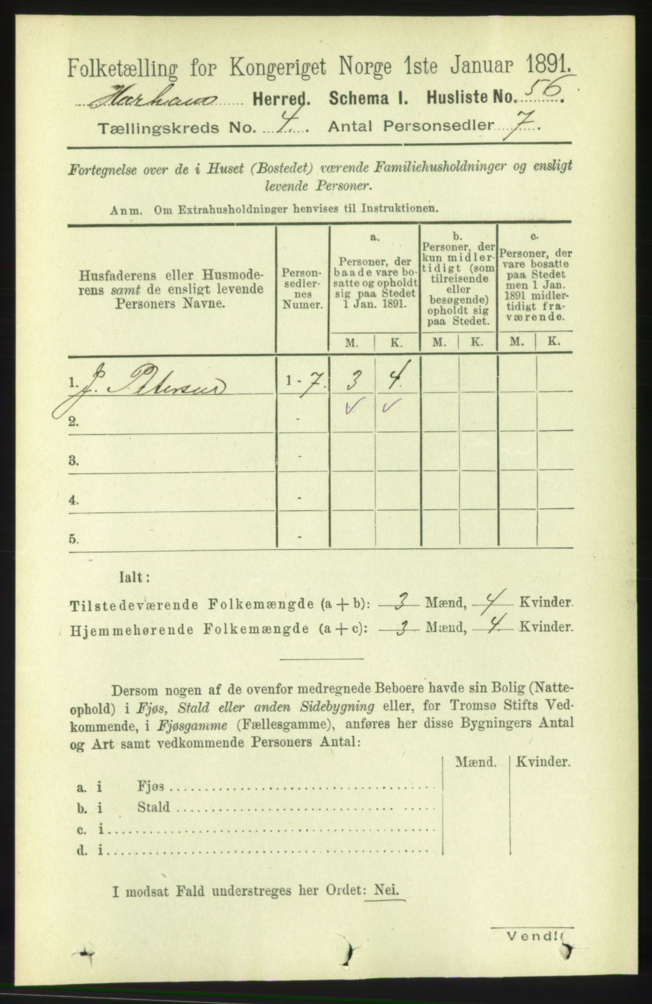 RA, 1891 census for 1534 Haram, 1891, p. 1813