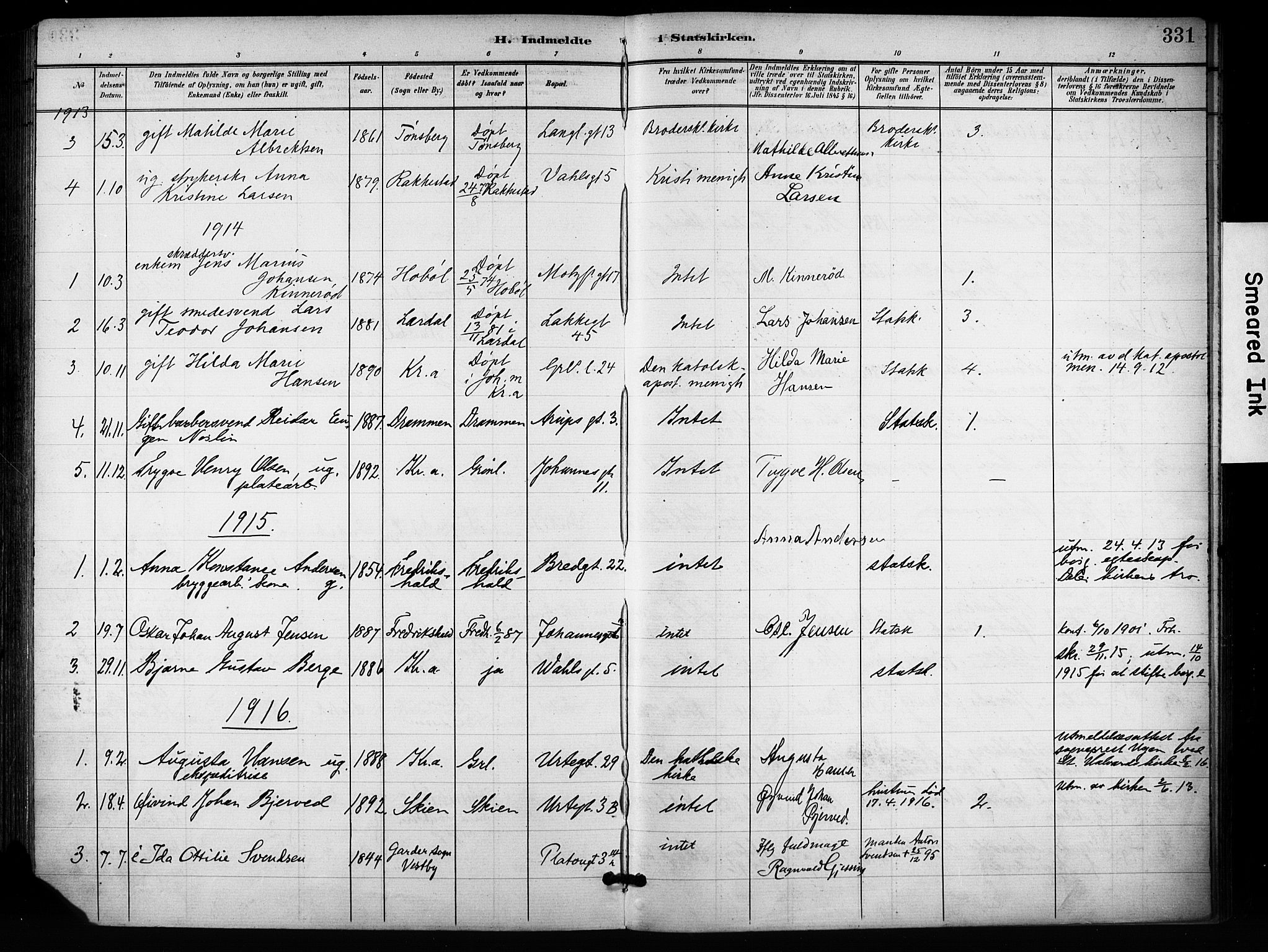 Grønland prestekontor Kirkebøker, SAO/A-10848/F/Fa/L0015: Parish register (official) no. 15, 1899-1919, p. 331