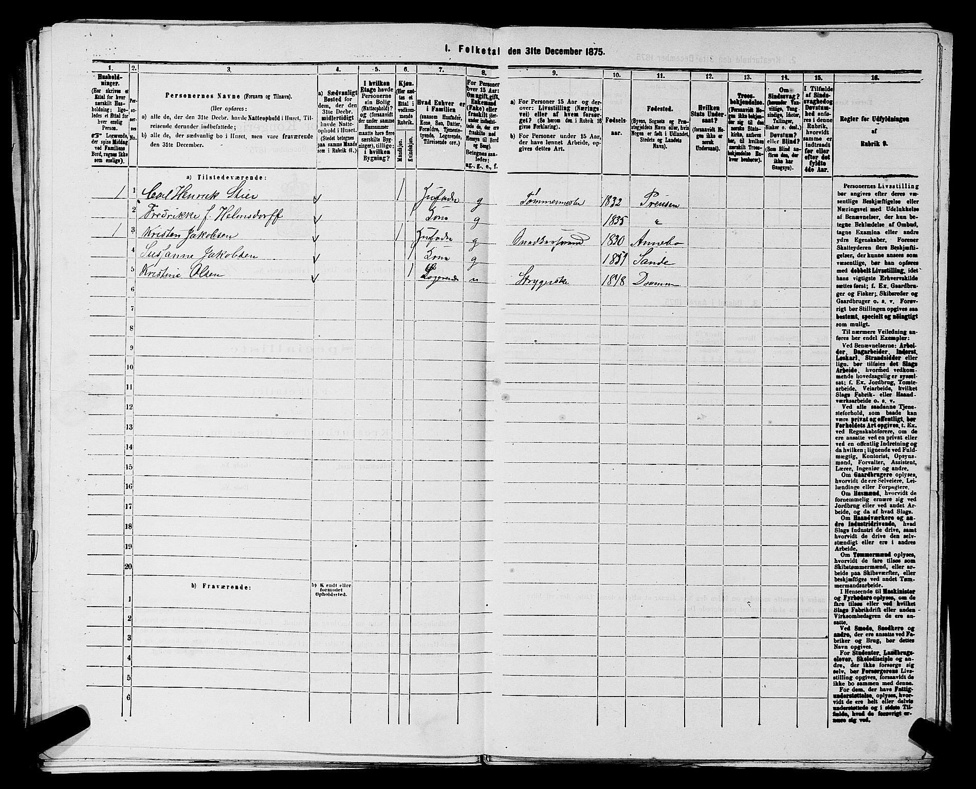 RA, 1875 census for 0218aP Vestre Aker, 1875, p. 2302