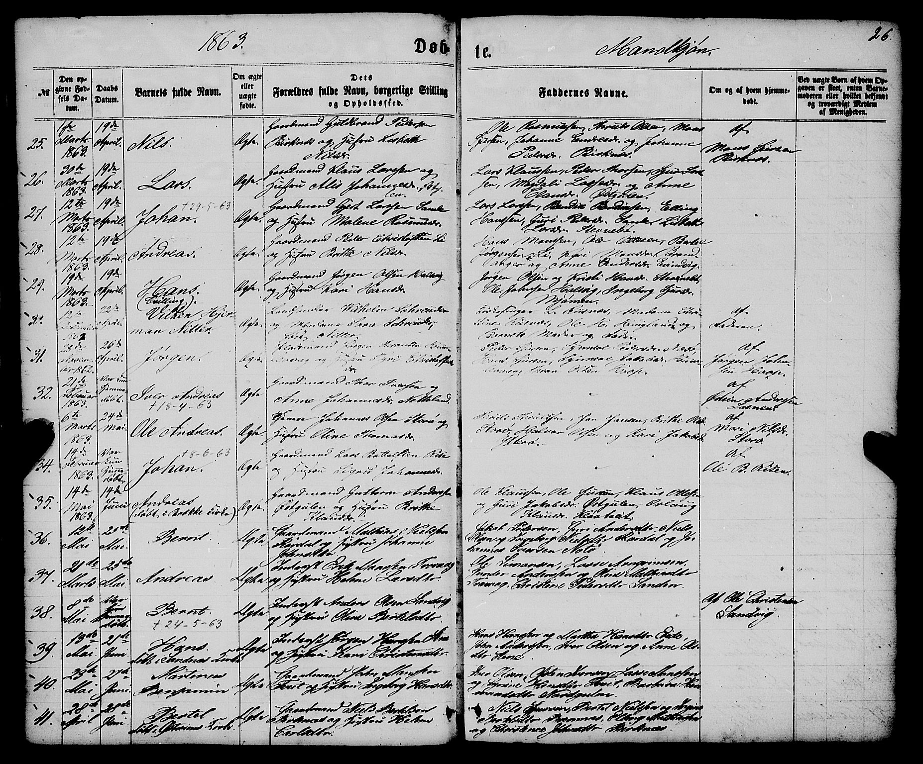 Gulen sokneprestembete, AV/SAB-A-80201/H/Haa/Haaa/L0022: Parish register (official) no. A 22, 1859-1869, p. 26