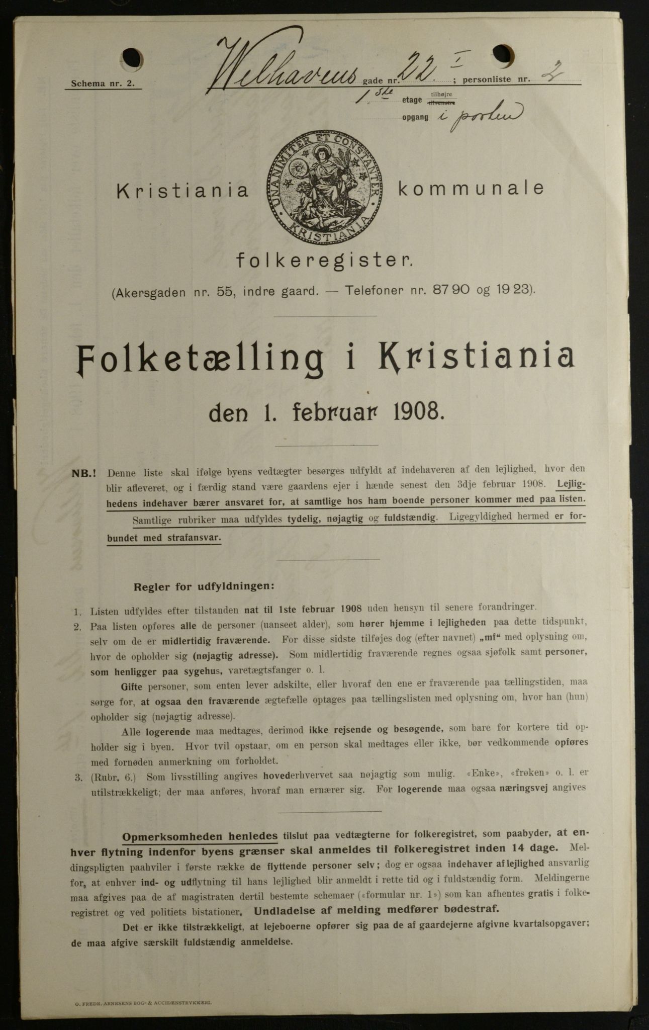 OBA, Municipal Census 1908 for Kristiania, 1908, p. 114658