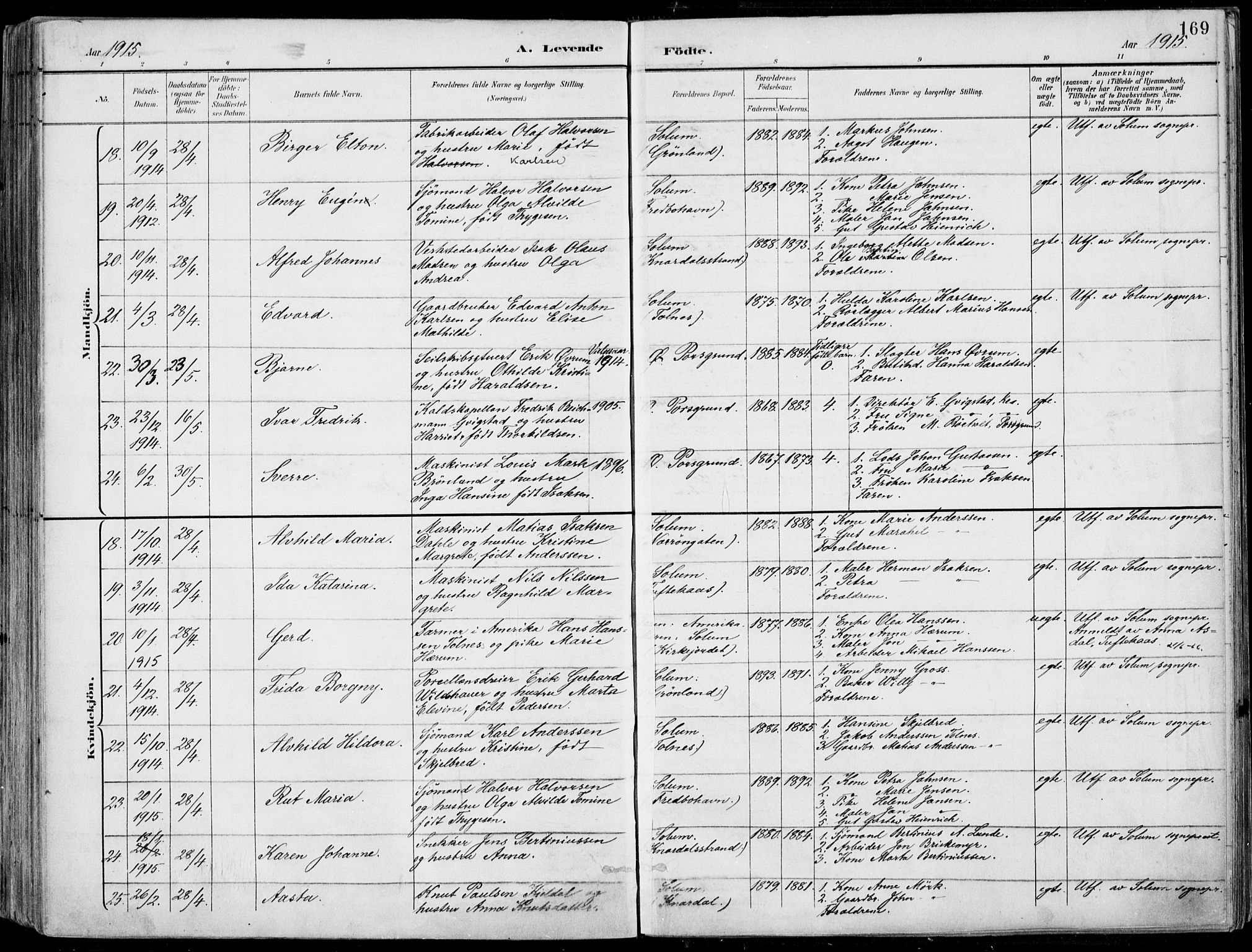 Porsgrunn kirkebøker , AV/SAKO-A-104/F/Fa/L0010: Parish register (official) no. 10, 1895-1919, p. 169