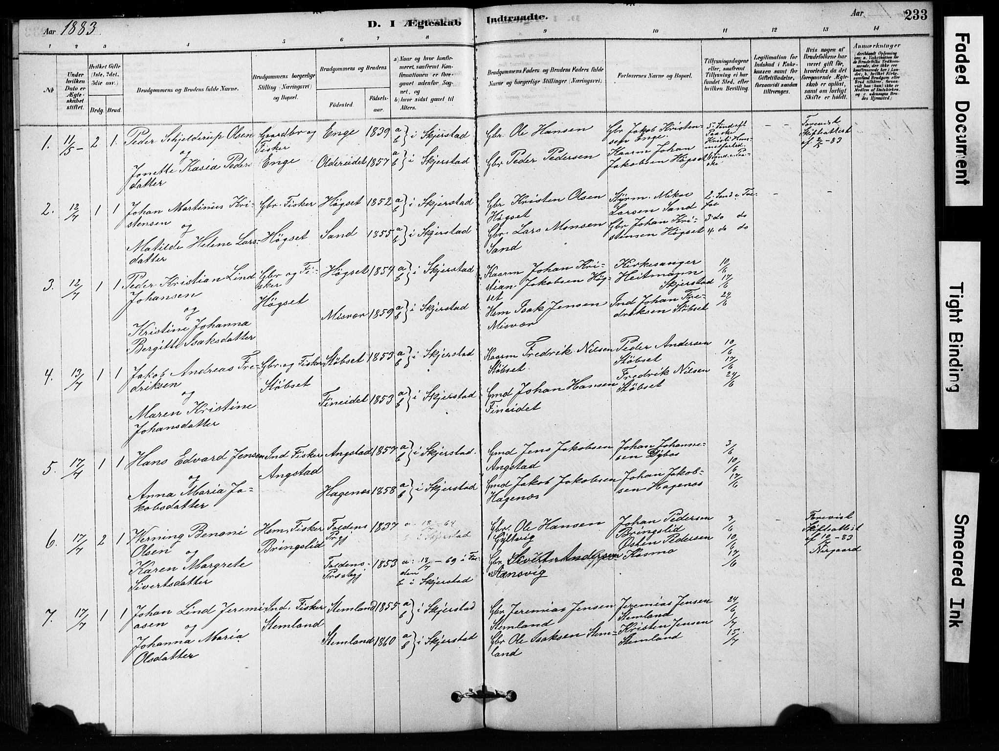 Ministerialprotokoller, klokkerbøker og fødselsregistre - Nordland, SAT/A-1459/852/L0754: Parish register (copy) no. 852C05, 1878-1894, p. 233