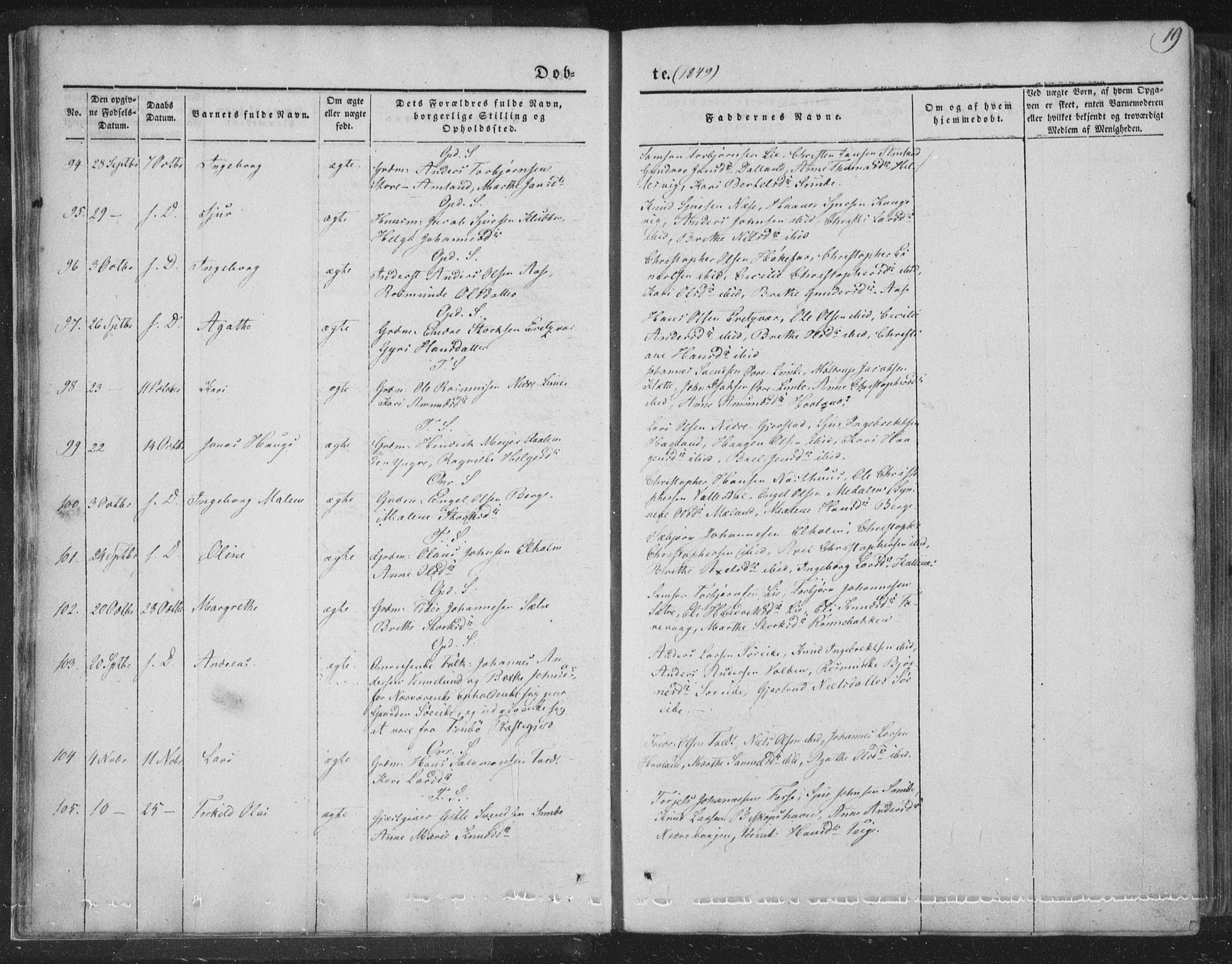 Tysnes sokneprestembete, AV/SAB-A-78601/H/Haa: Parish register (official) no. A 10, 1848-1859, p. 19