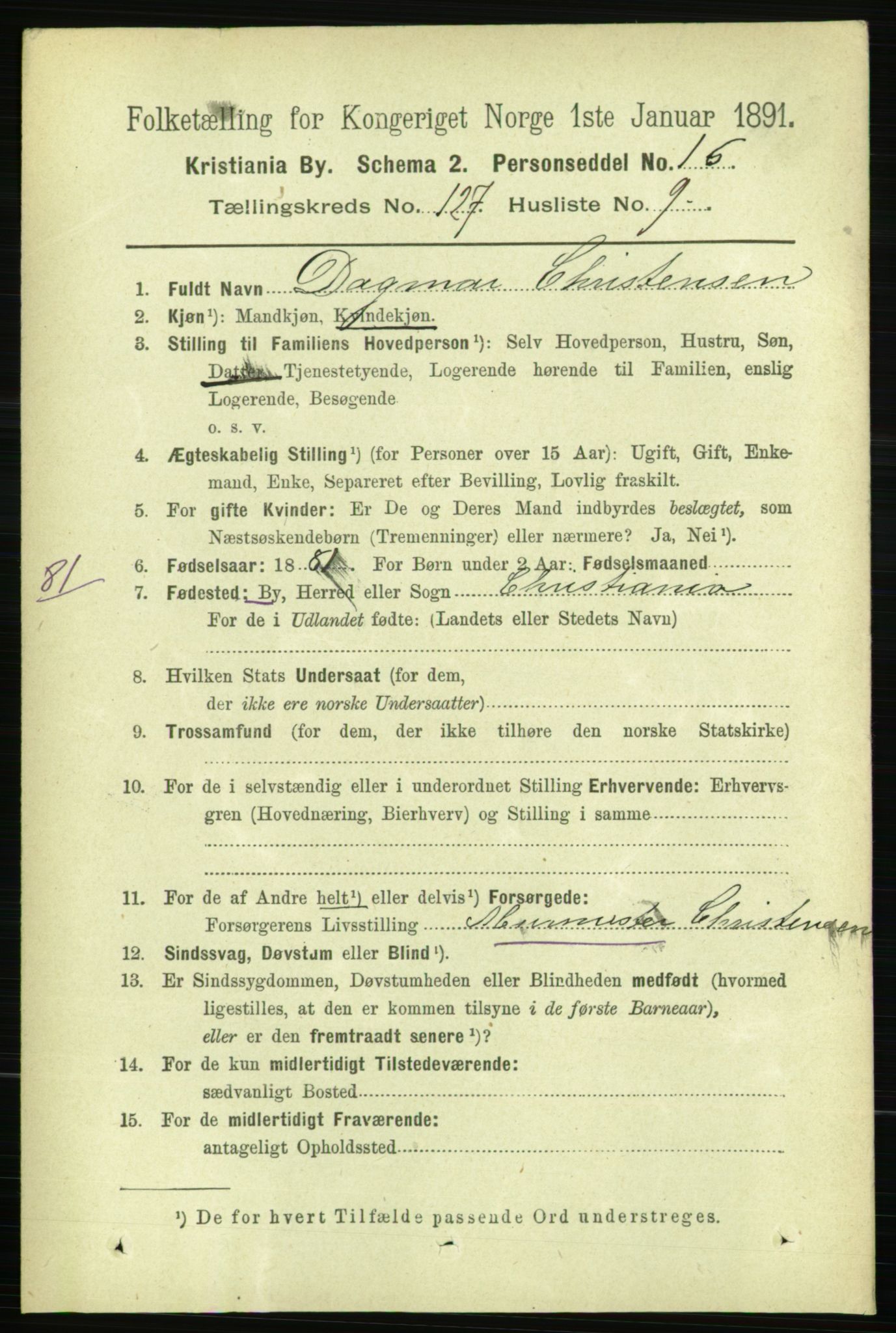 RA, 1891 census for 0301 Kristiania, 1891, p. 68160