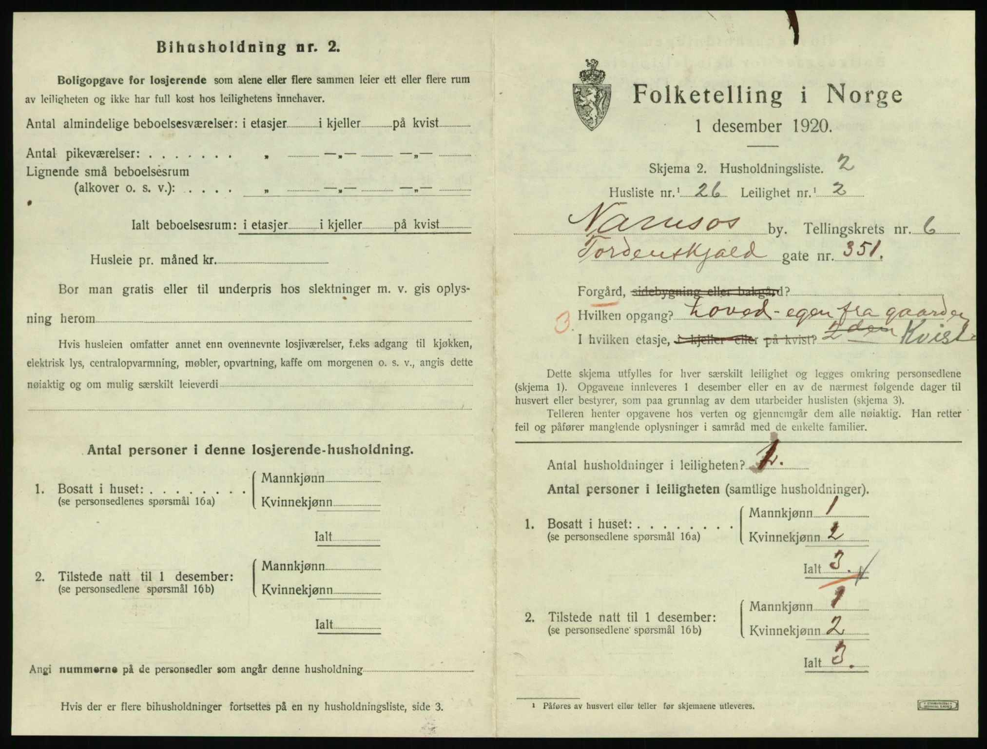 SAT, 1920 census for Namsos, 1920, p. 1873