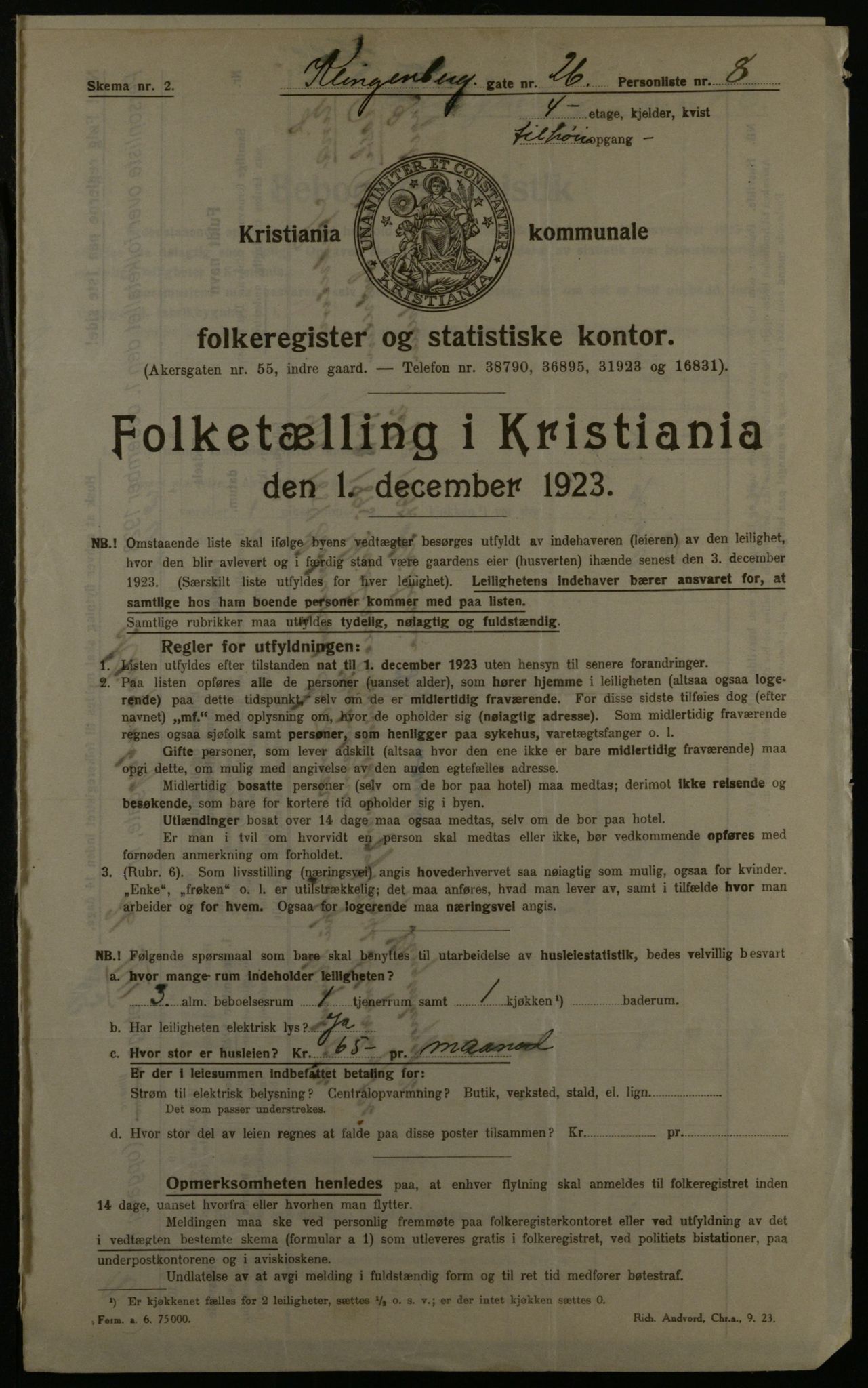 OBA, Municipal Census 1923 for Kristiania, 1923, p. 58429