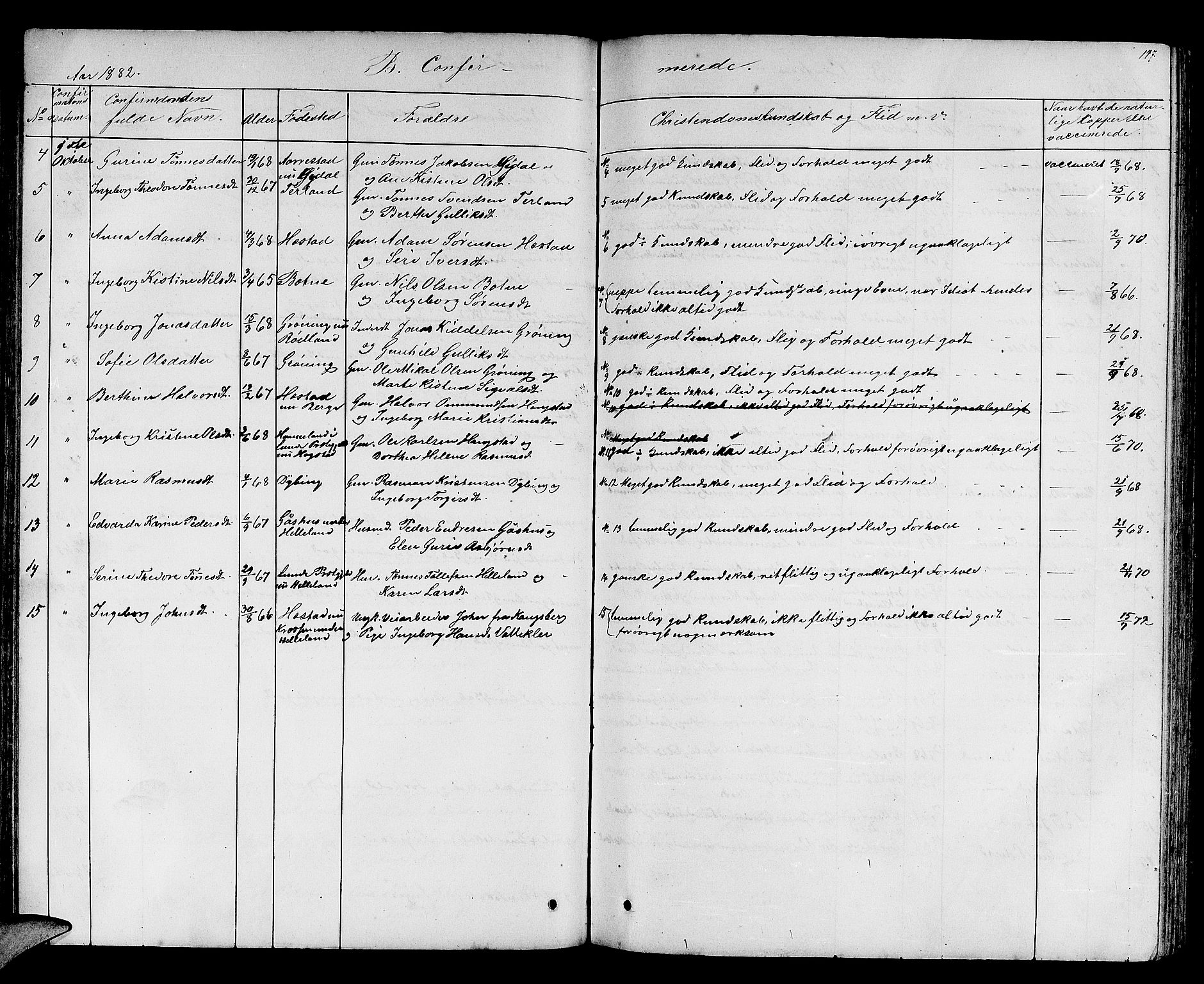 Helleland sokneprestkontor, AV/SAST-A-101810: Parish register (copy) no. B 2, 1848-1886, p. 147