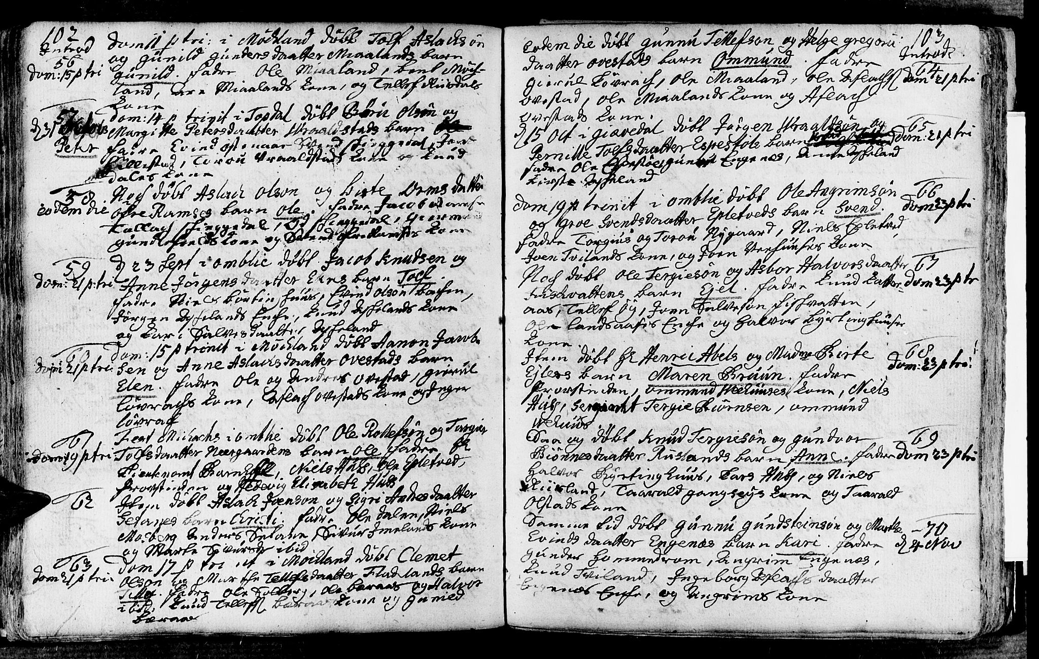 Åmli sokneprestkontor, SAK/1111-0050/F/Fa/Fac/L0003: Parish register (official) no. A 3, 1756-1775, p. 102-103