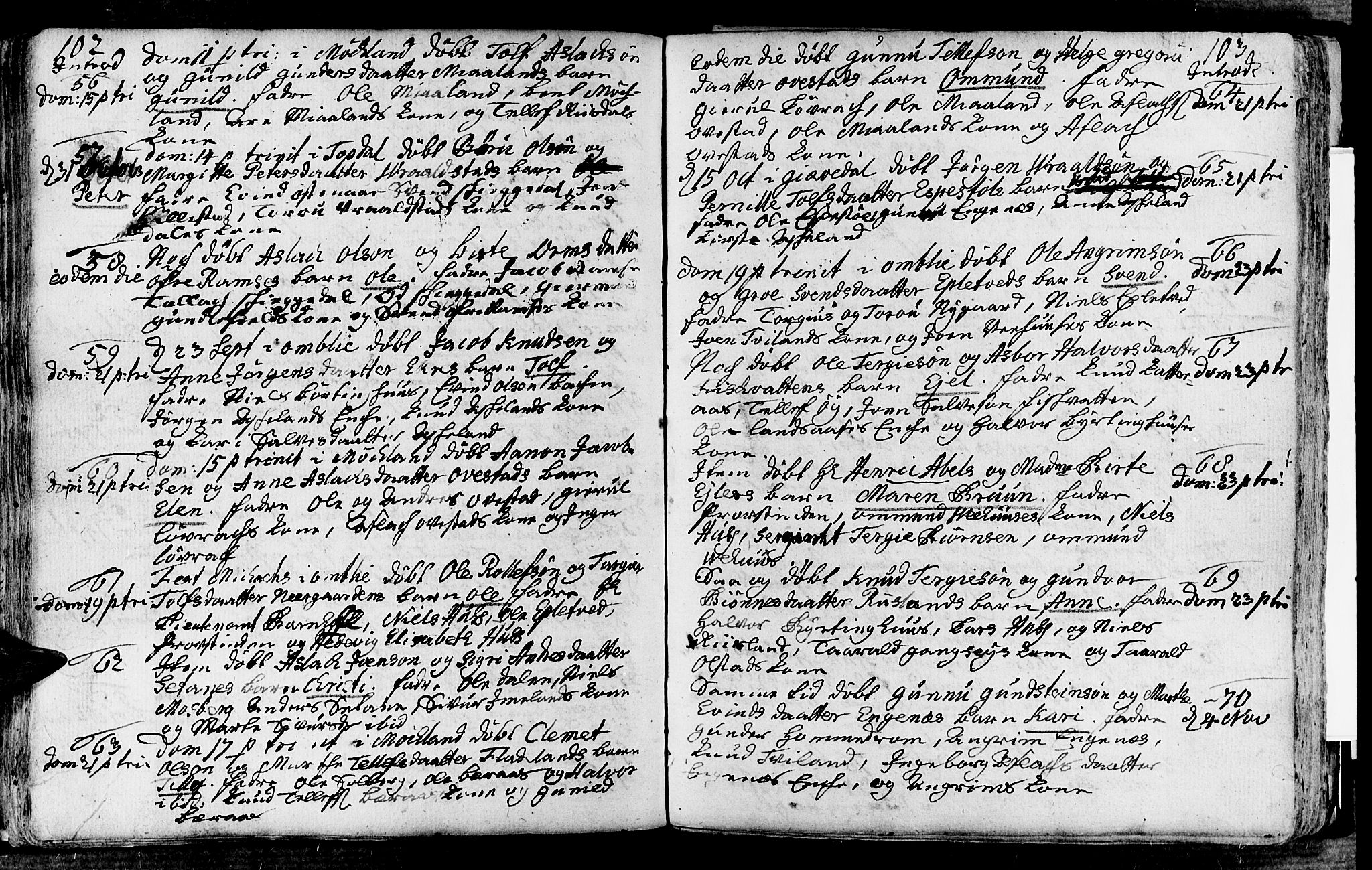 Åmli sokneprestkontor, AV/SAK-1111-0050/F/Fa/Fac/L0003: Parish register (official) no. A 3, 1756-1775, p. 102-103