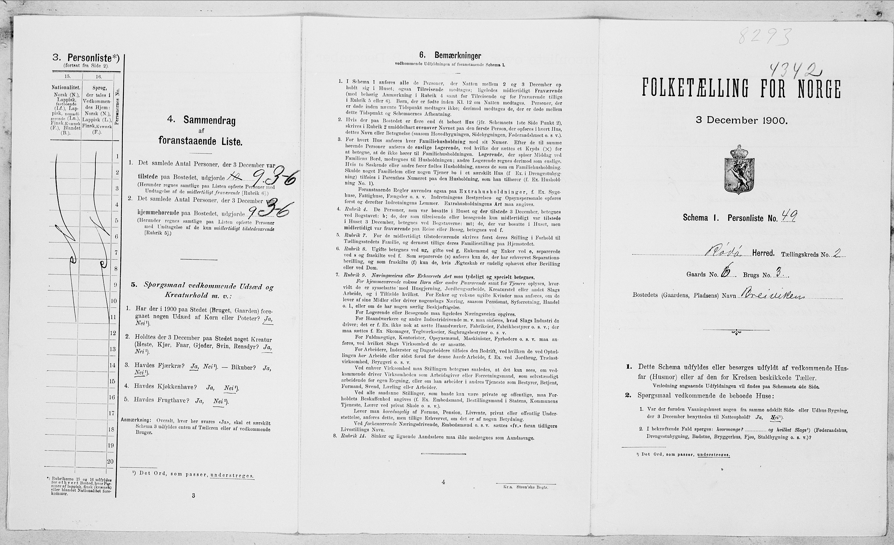 SAT, 1900 census for Rødøy, 1900, p. 210