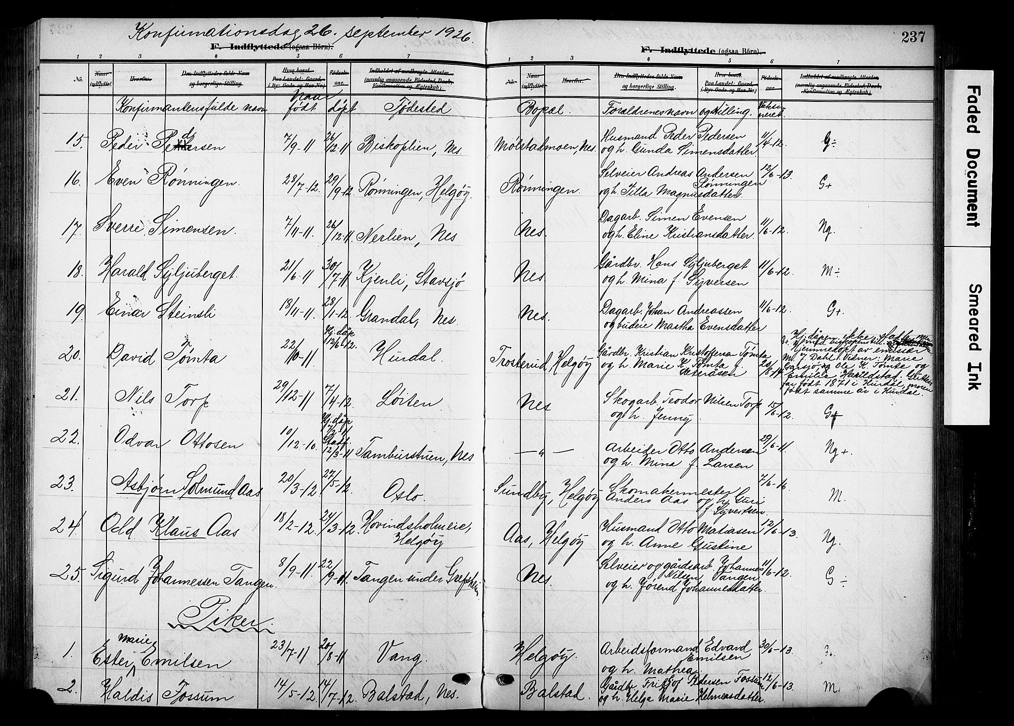 Nes prestekontor, Hedmark, SAH/PREST-020/K/Ka/L0014: Parish register (official) no. 14, 1906-1929, p. 237