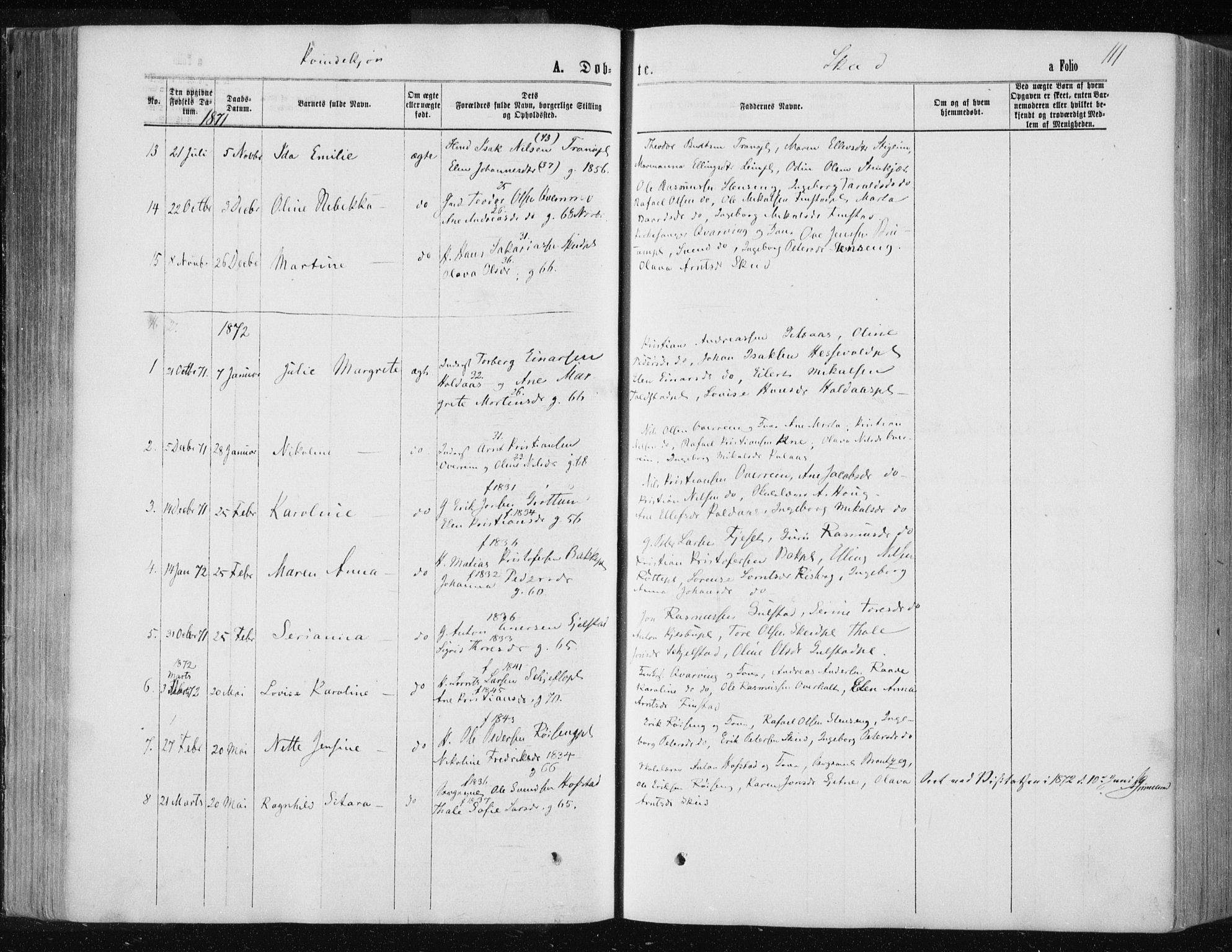 Ministerialprotokoller, klokkerbøker og fødselsregistre - Nord-Trøndelag, SAT/A-1458/735/L0345: Parish register (official) no. 735A08 /2, 1863-1872, p. 111