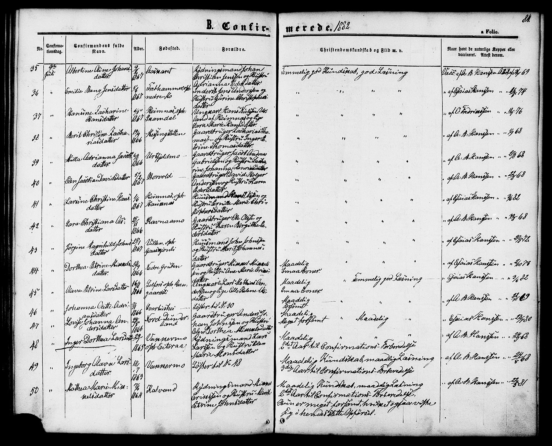 Ministerialprotokoller, klokkerbøker og fødselsregistre - Nordland, AV/SAT-A-1459/827/L0394: Parish register (official) no. 827A06, 1865-1886, p. 84