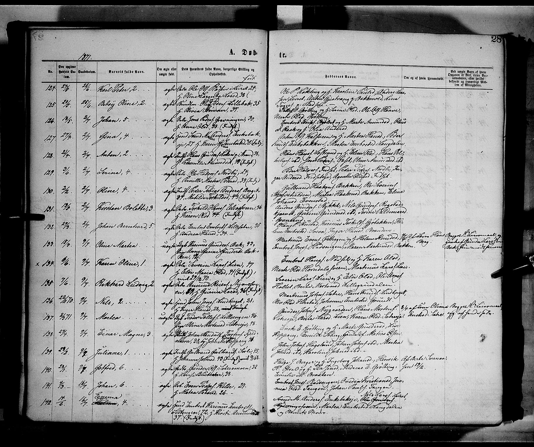 Elverum prestekontor, AV/SAH-PREST-044/H/Ha/Haa/L0011: Parish register (official) no. 11, 1869-1879, p. 28