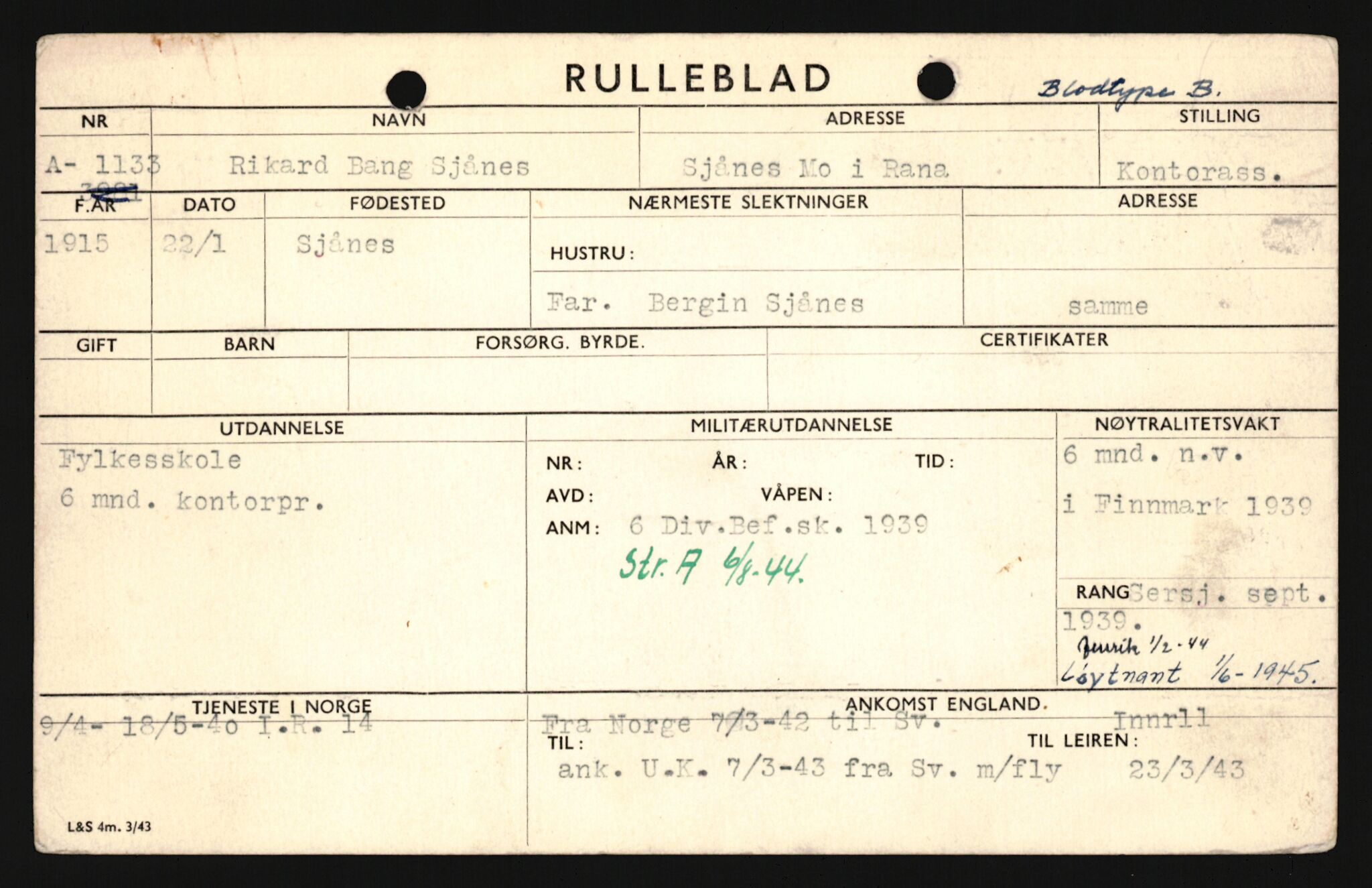 Forsvaret, Sør-Hålogaland landforsvar, AV/RA-RAFA-2552/P/Pa/L0302: Personellmapper for slettet personell, yrkesbefal og vernepliktig befal, født 1913-1916, 1932-1976, p. 384