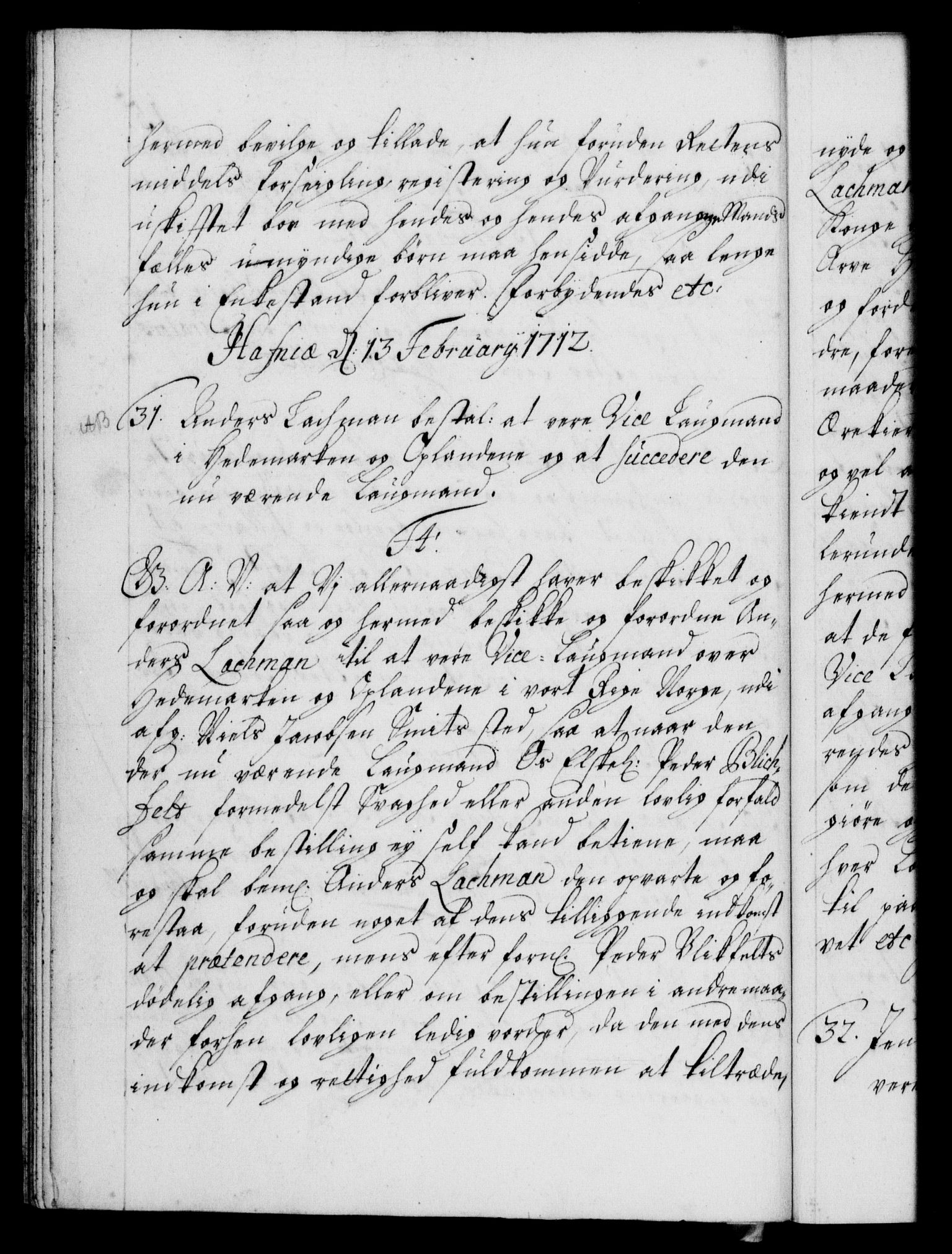 Danske Kanselli 1572-1799, AV/RA-EA-3023/F/Fc/Fca/Fcaa/L0021: Norske registre, 1712-1715, p. 15b