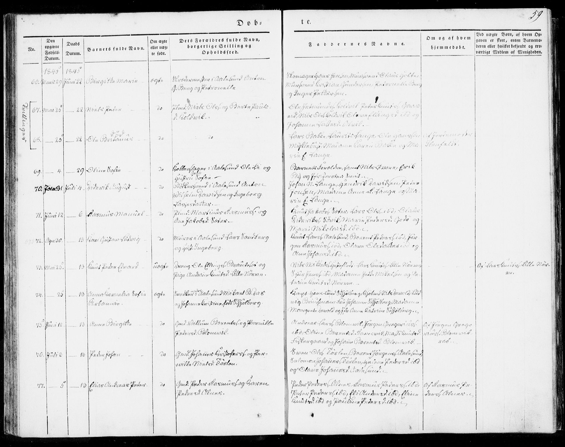 Ministerialprotokoller, klokkerbøker og fødselsregistre - Møre og Romsdal, AV/SAT-A-1454/528/L0396: Parish register (official) no. 528A07, 1839-1847, p. 59