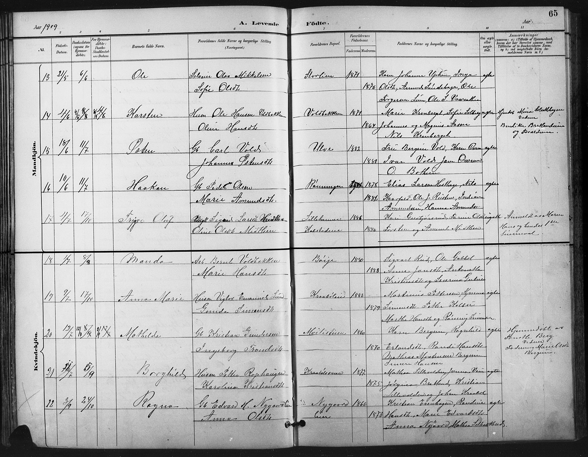 Vestre Gausdal prestekontor, AV/SAH-PREST-094/H/Ha/Hab/L0003: Parish register (copy) no. 3, 1896-1925, p. 65