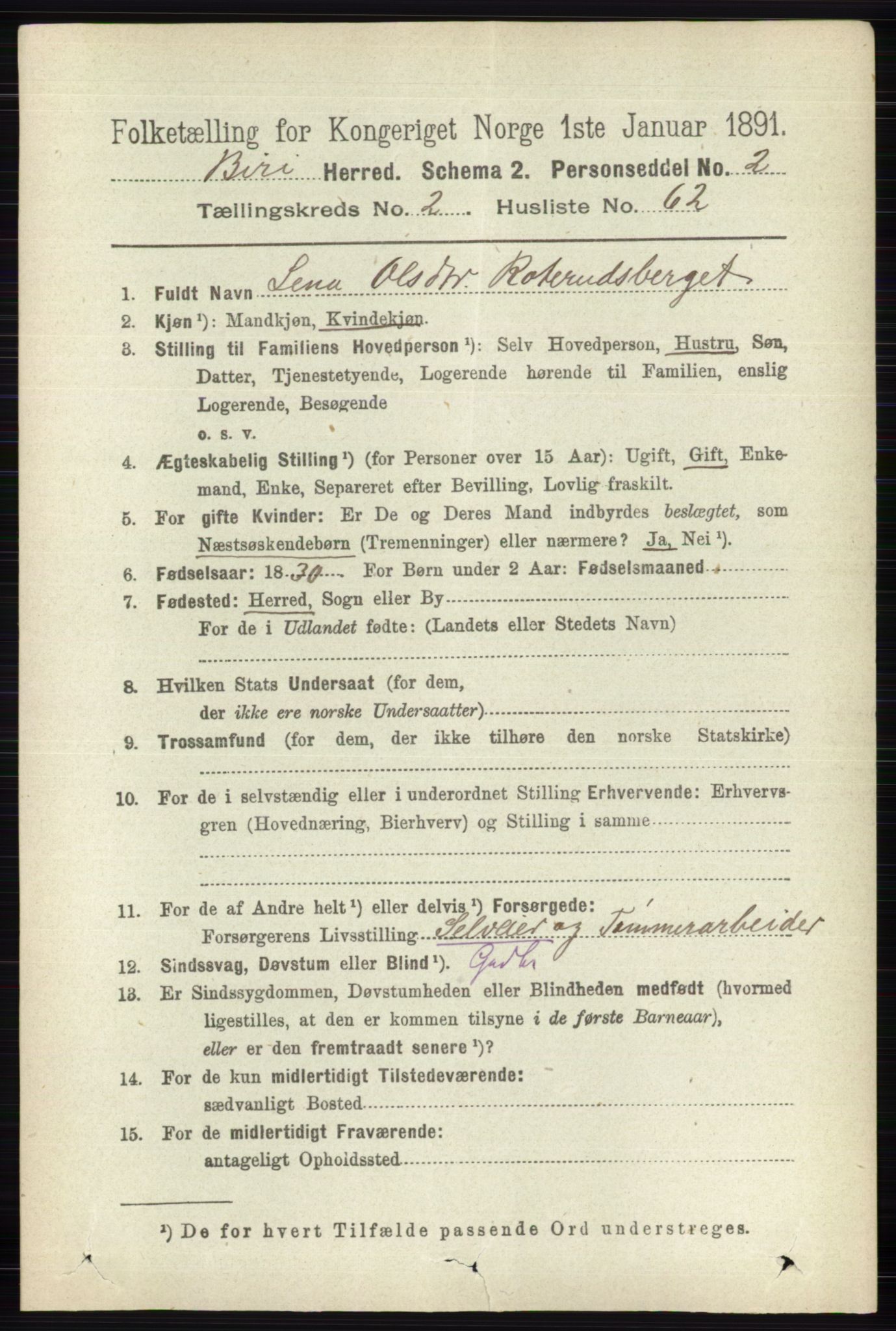 RA, 1891 census for 0525 Biri, 1891, p. 825