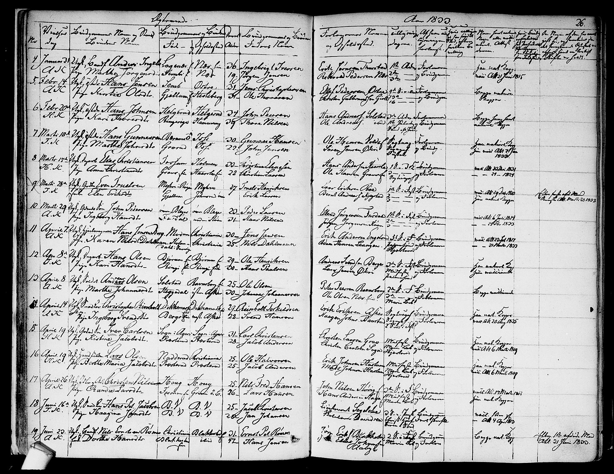 Asker prestekontor Kirkebøker, SAO/A-10256a/F/Fa/L0010: Parish register (official) no. I 10, 1825-1878, p. 26